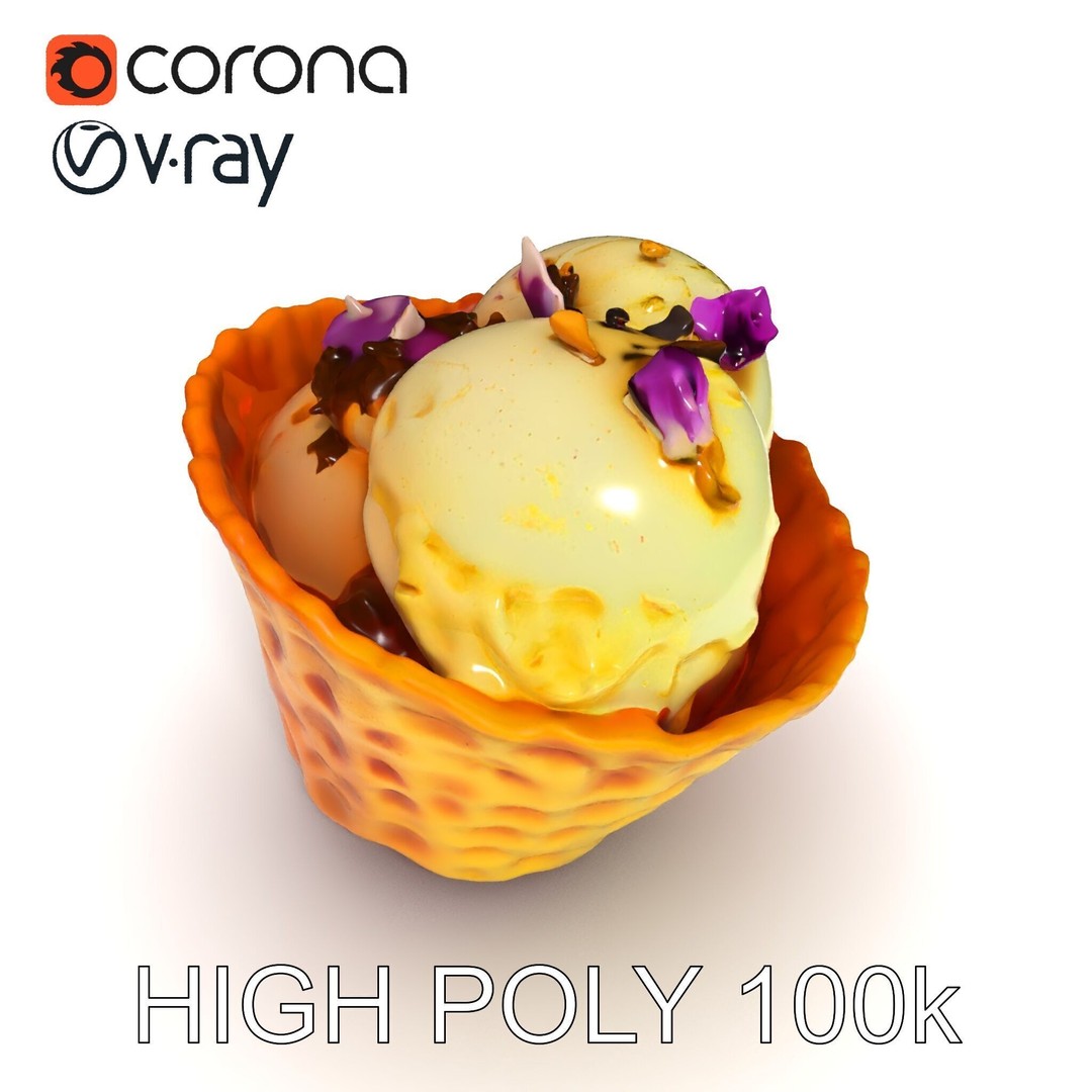 Ice Cream Waffle Cone 3D Model – Low Poly PBR Asset for Games - View 22