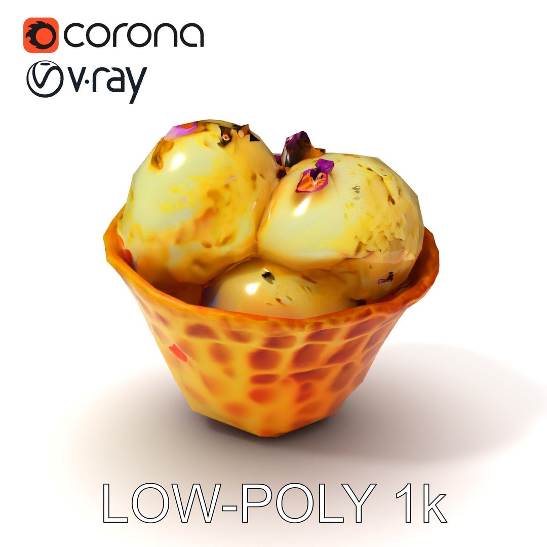 Ice Cream Waffle Cone 3D Model – Low Poly PBR Asset for Games - View 24