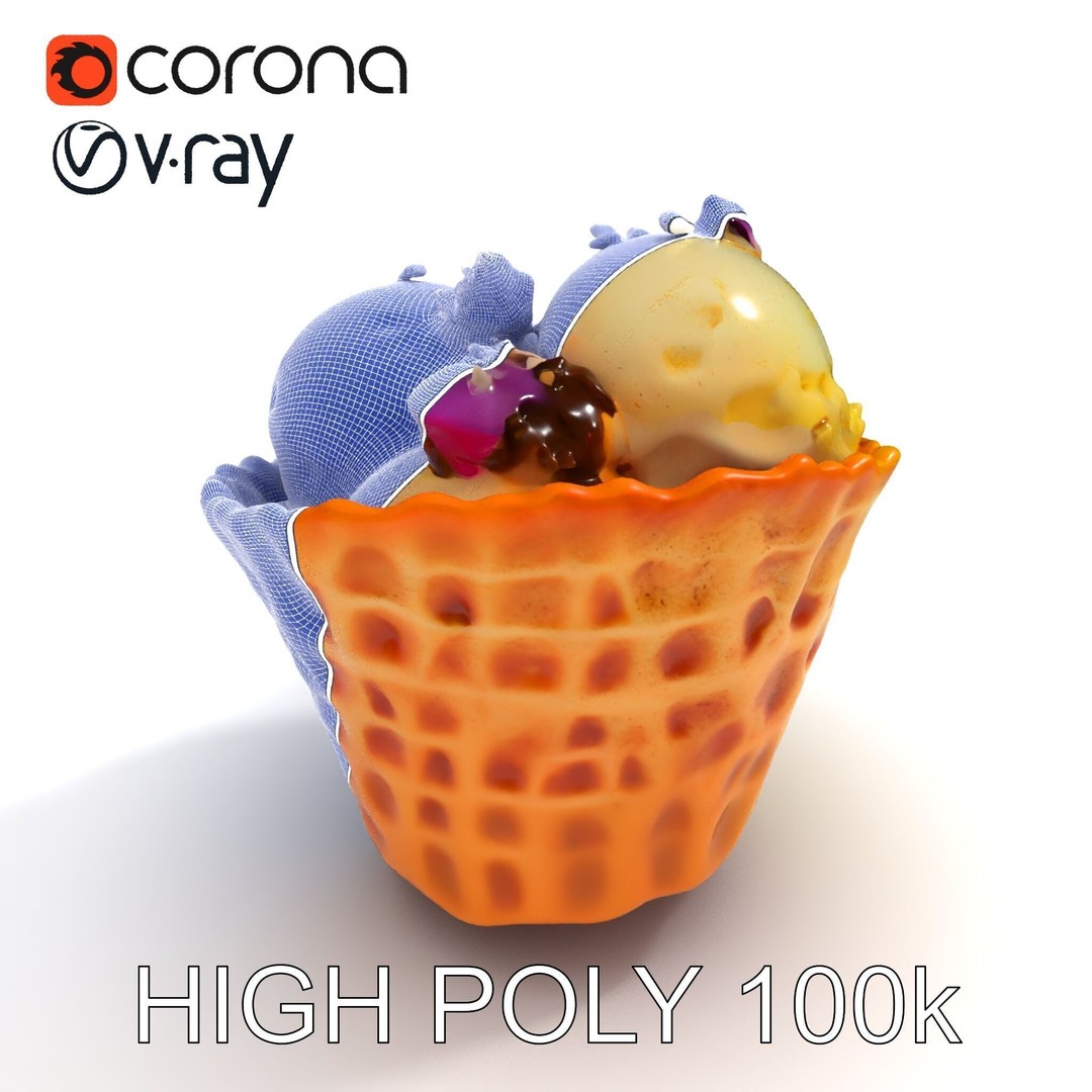 Ice Cream Waffle Cone 3D Model – Low Poly PBR Asset for Games - View 25