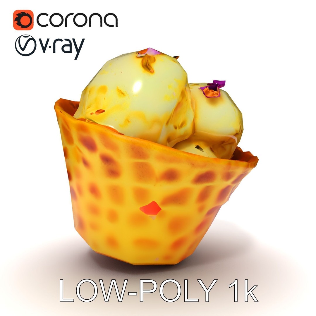Ice Cream Waffle Cone 3D Model – Low Poly PBR Asset for Games - View 27