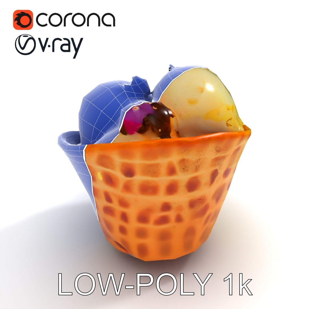 Ice Cream Waffle Cone 3D Model – Low Poly PBR Asset for Games - View 30