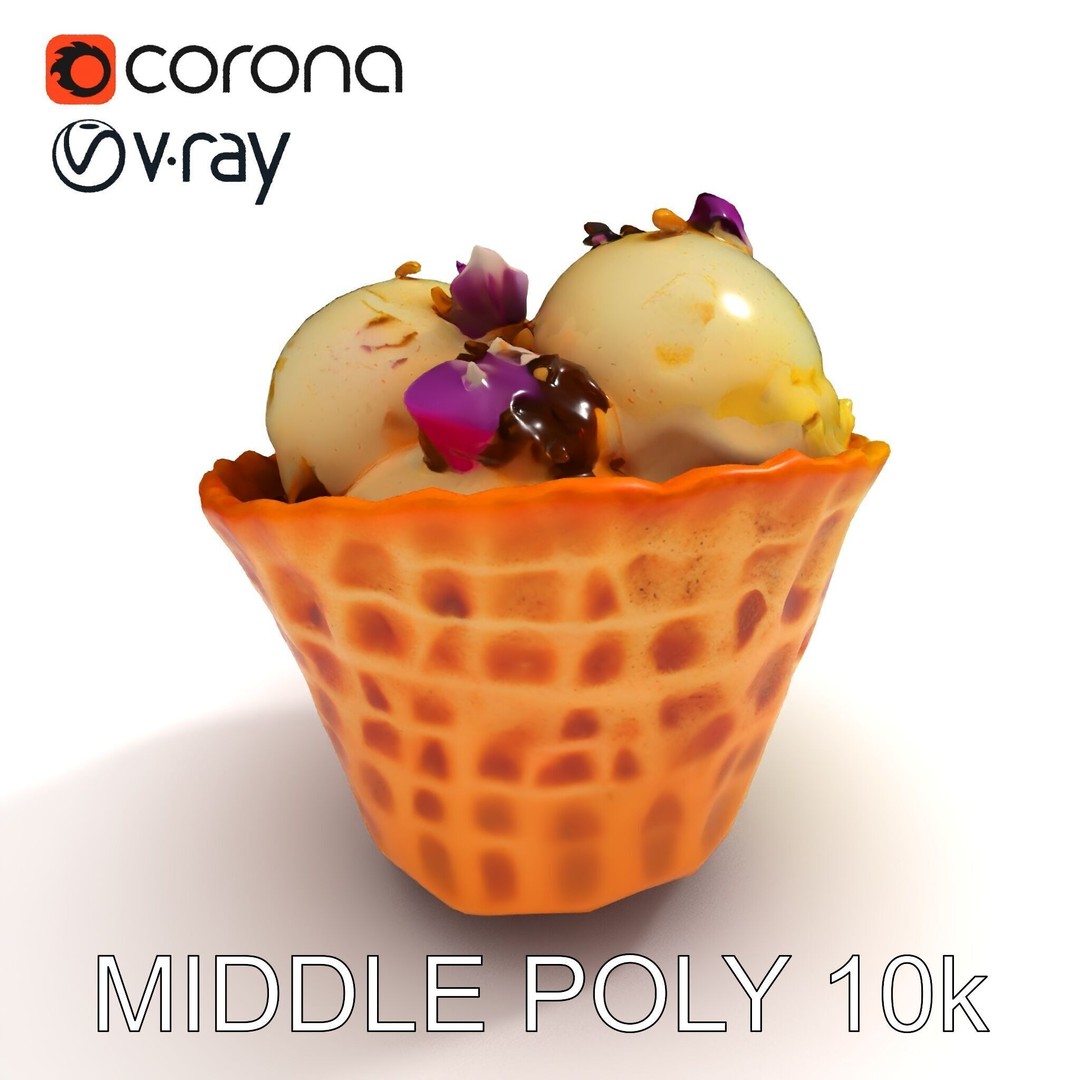 Ice Cream Waffle Cone 3D Model – Low Poly PBR Asset for Games - View 31
