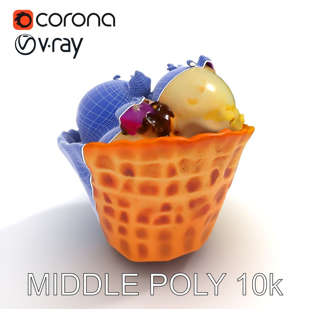 Ice Cream Waffle Cone 3D Model – Low Poly PBR Asset for Games - View 33
