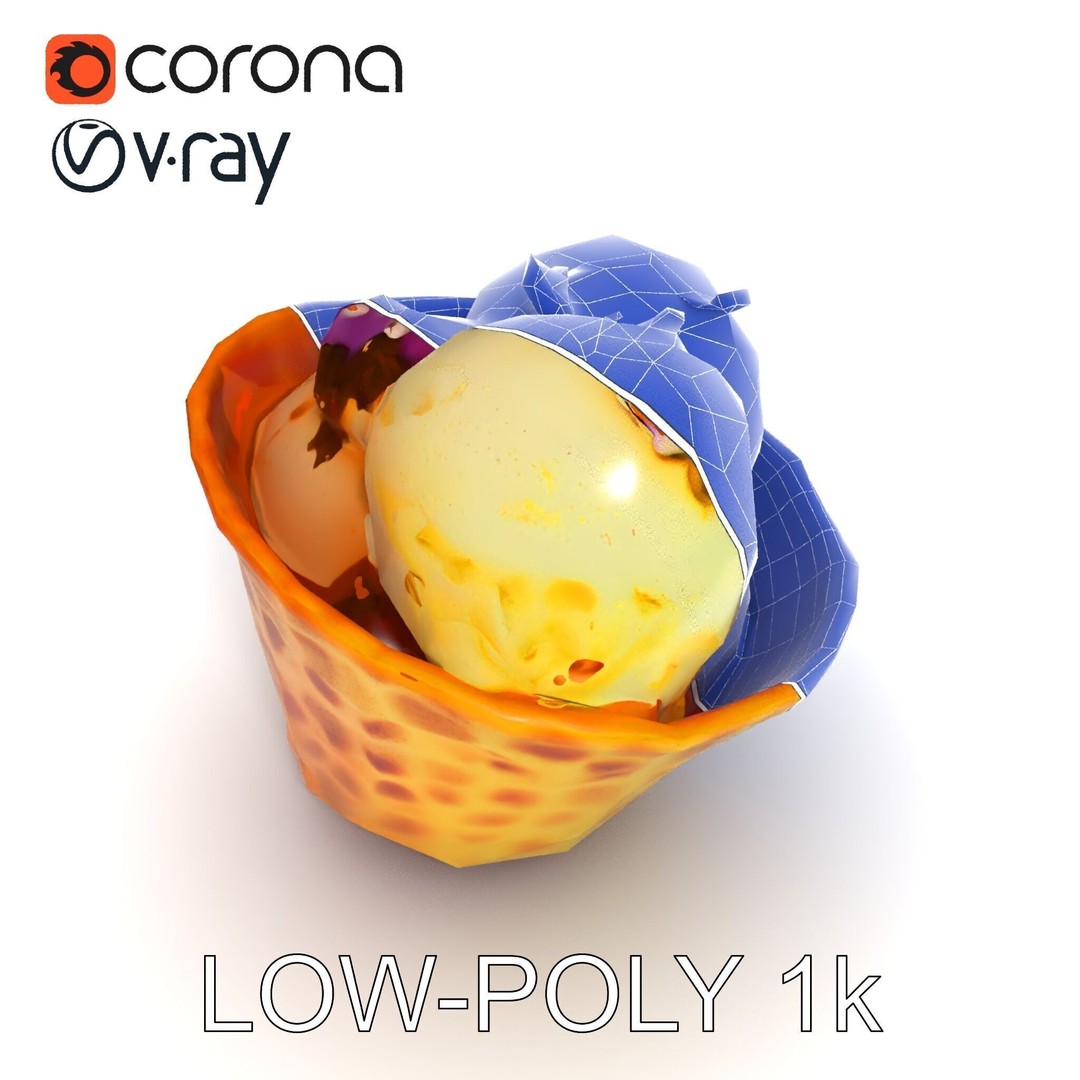 Ice Cream Waffle Cone 3D Model – Low Poly PBR Asset for Games - View 34