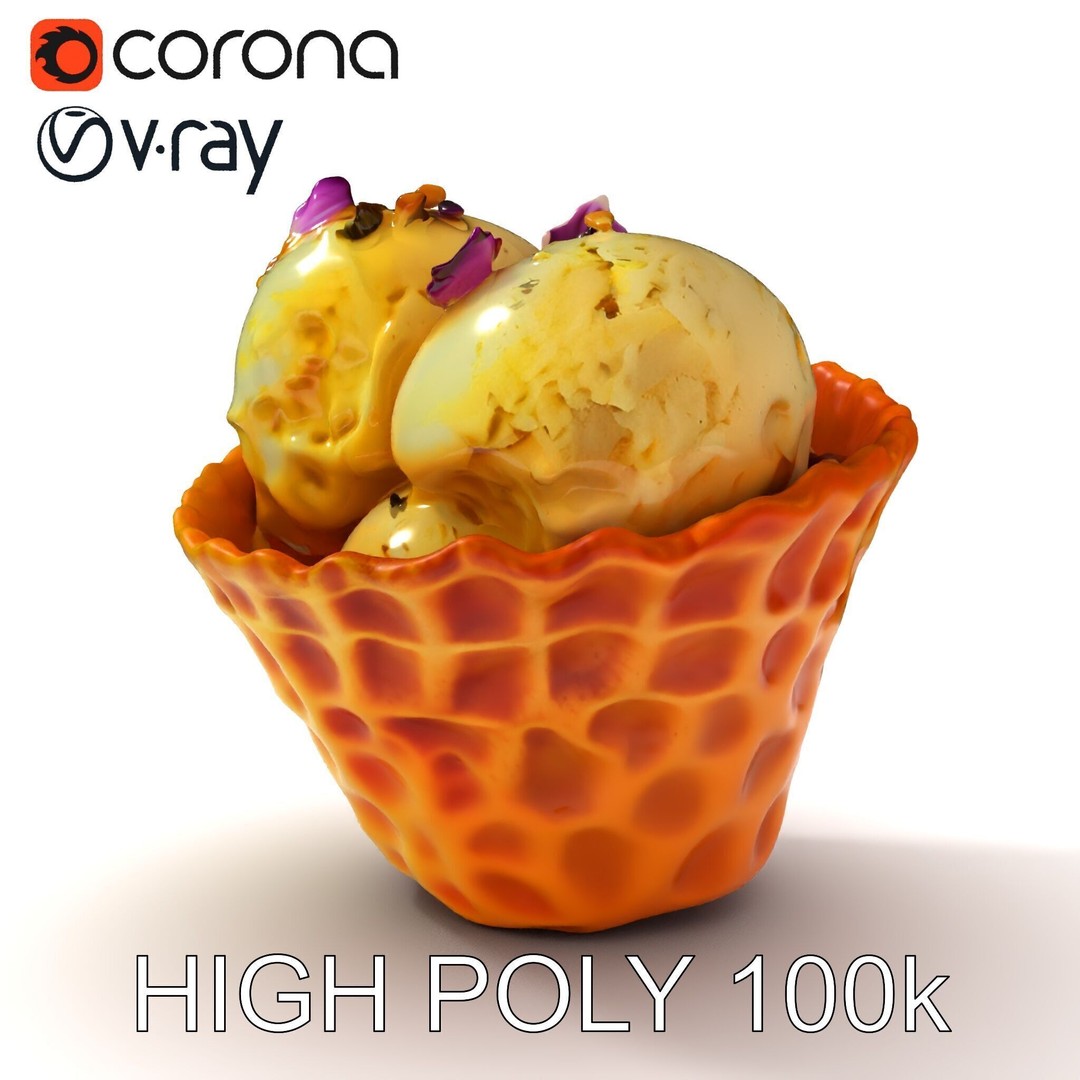 Ice Cream Waffle Cone 3D Model – Low Poly PBR Asset for Games - View 35