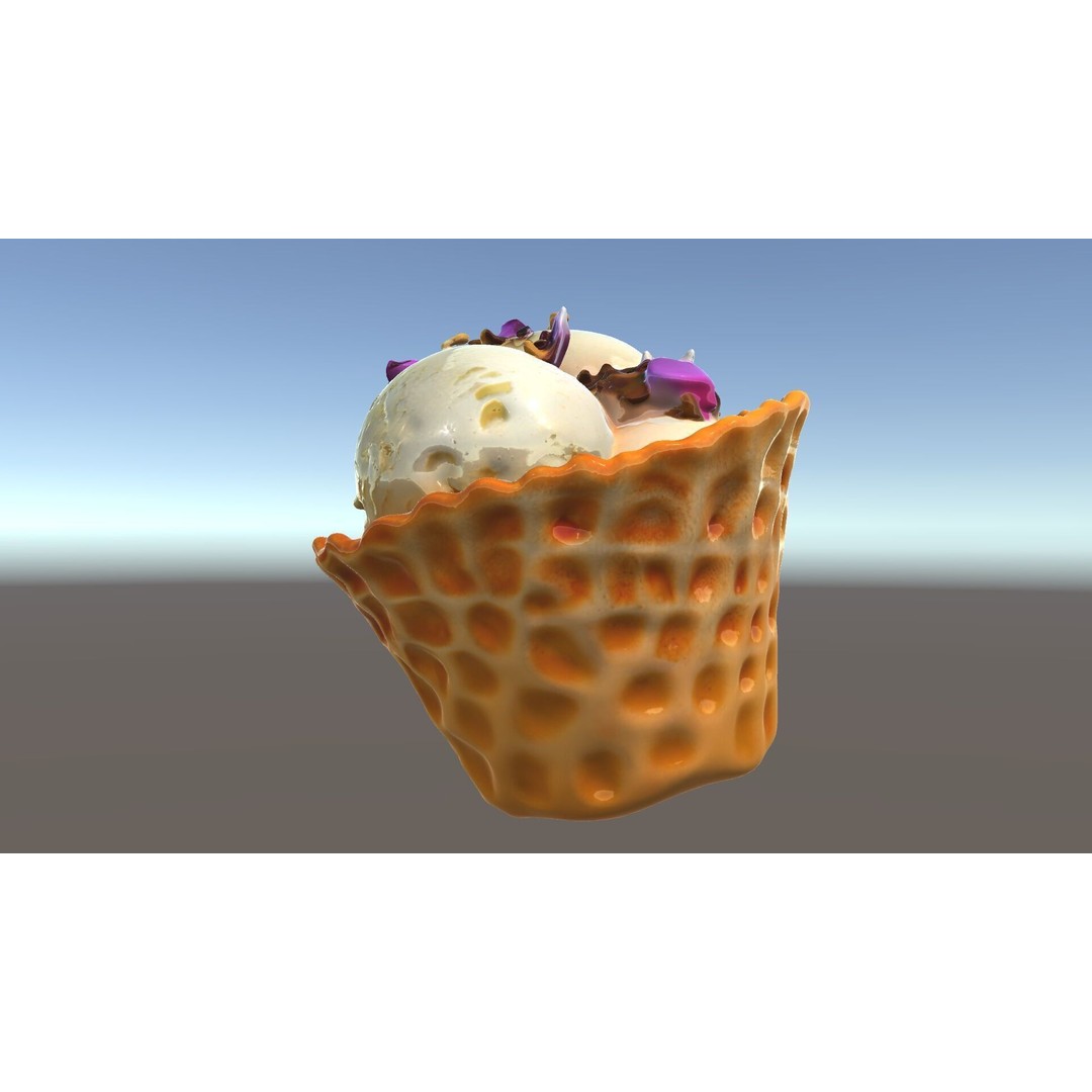 Ice Cream Waffle Cone 3D Model – Low Poly PBR Asset for Games - View 6