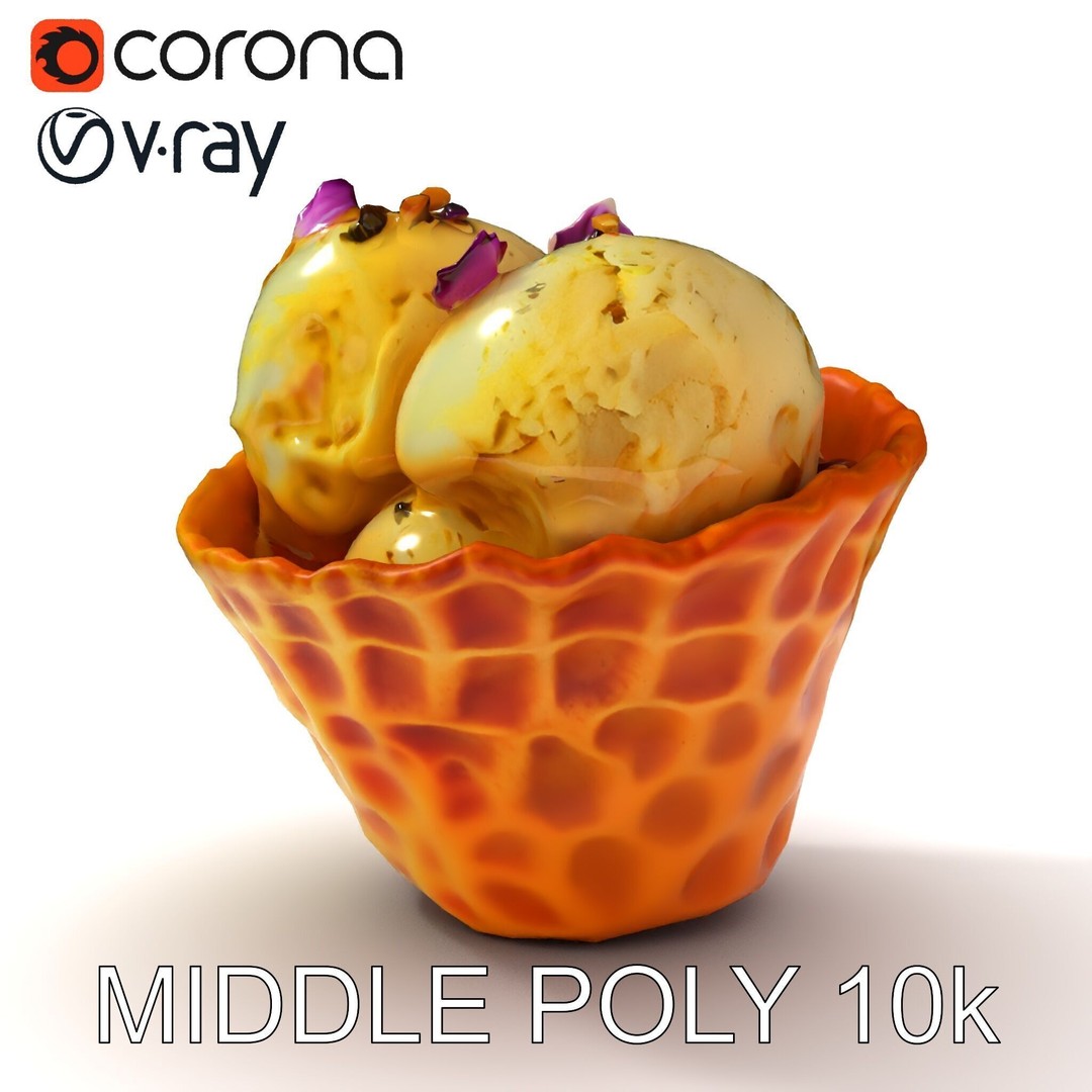 Ice Cream Waffle Cone 3D Model – Low Poly PBR Asset for Games - View 7