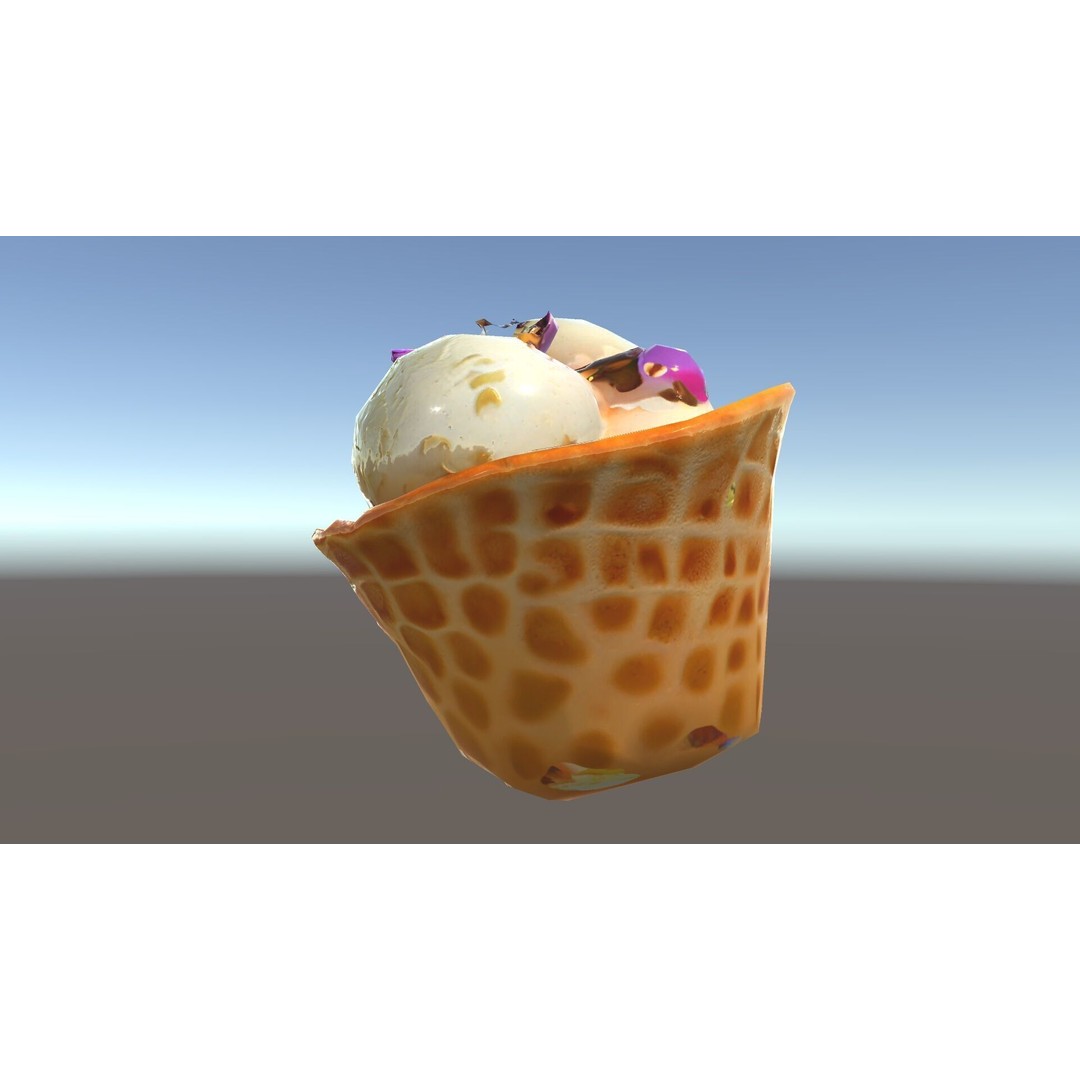 Ice Cream Waffle Cone 3D Model – Low Poly PBR Asset for Games - View 8