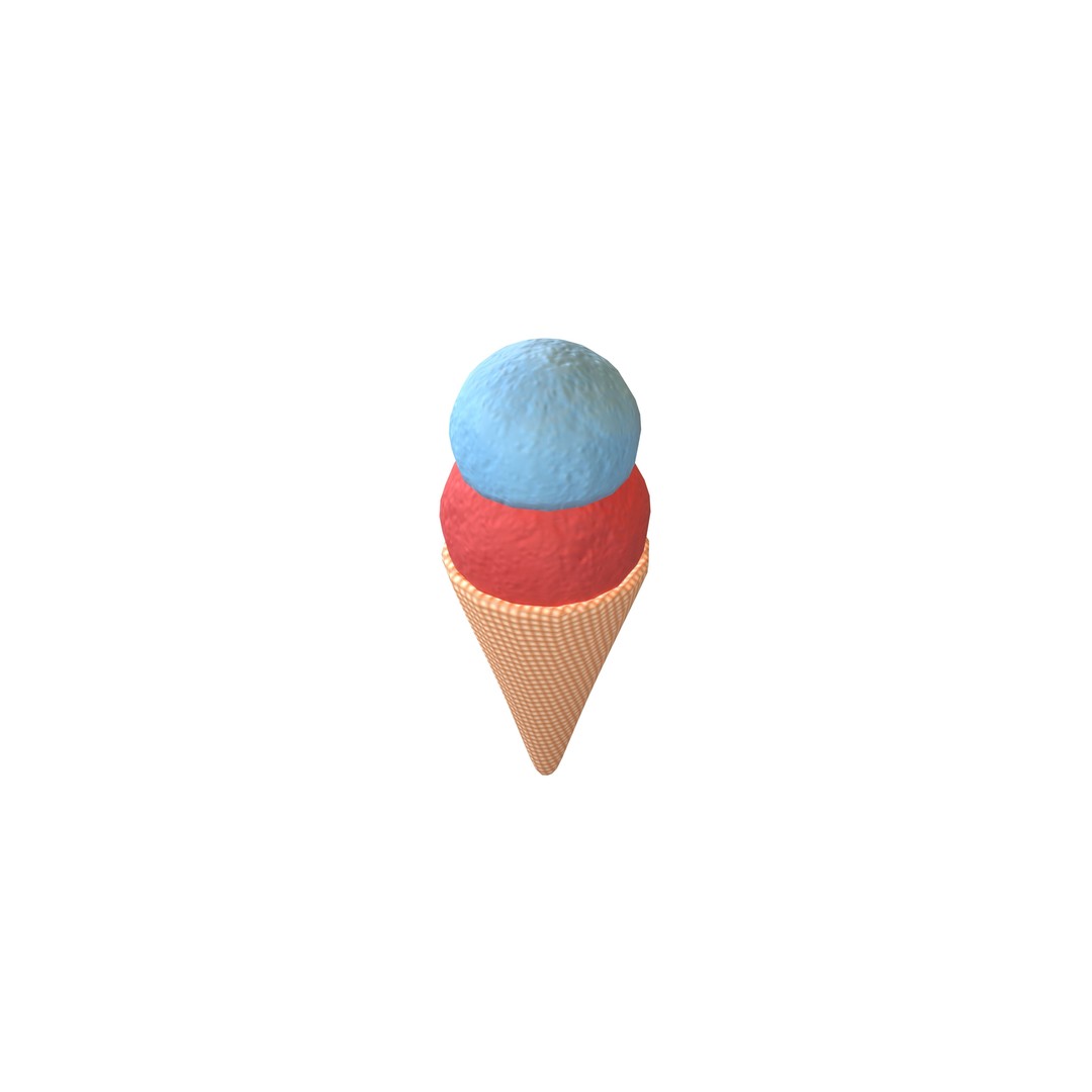 Ice Cream Cone 3D Model – Low Poly Dessert Asset, PBR Textures, FBX - View 4