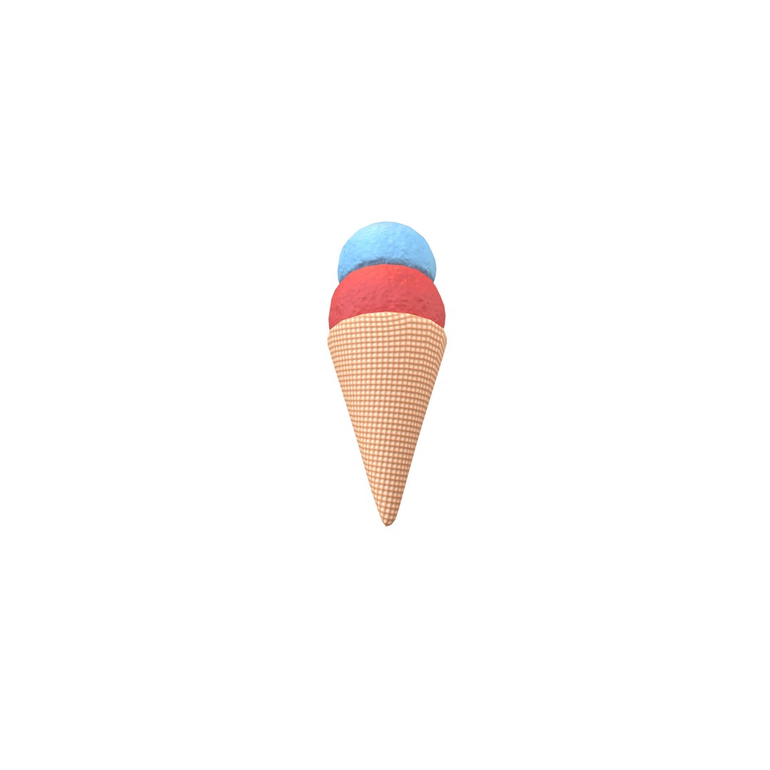 Ice Cream Cone 3D Model – Low Poly Dessert Asset, PBR Textures, FBX - View 5