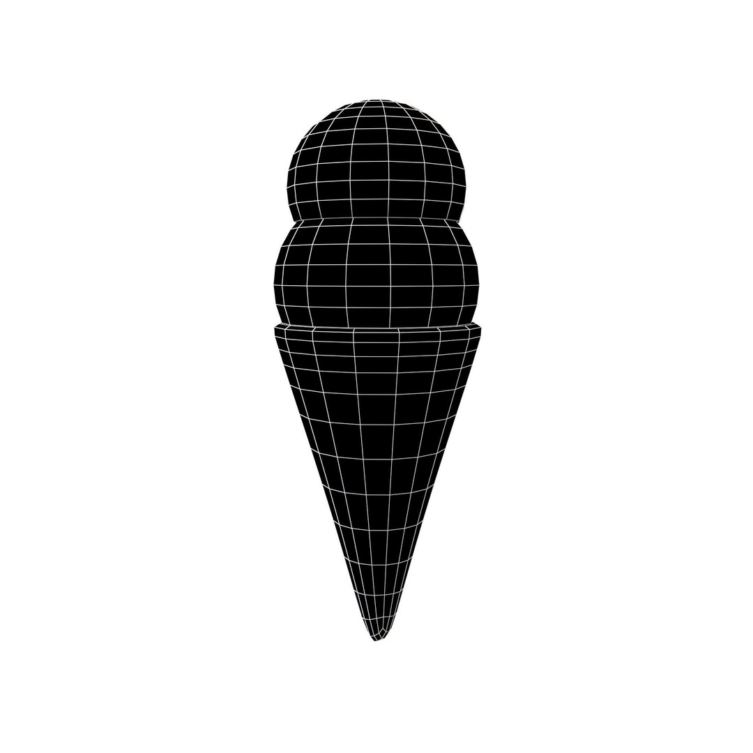 Ice Cream Cone 3D Model – Low Poly Dessert Asset, PBR Textures, FBX - View 8