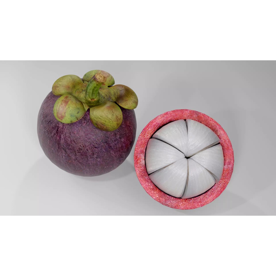 Realistic Mangosteen 3D Model – Low Poly PBR Asset, FBX, OBJ, Blender - View 10