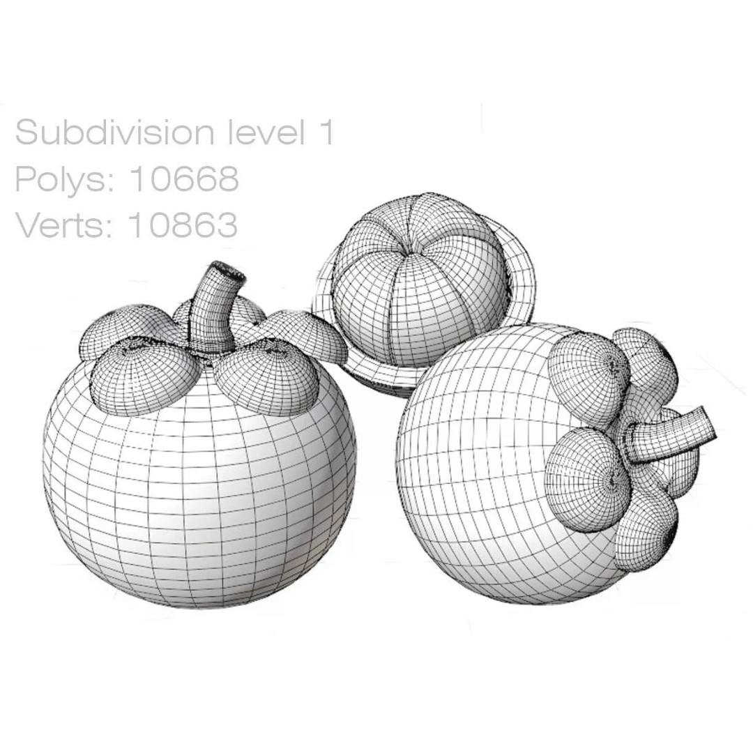 Realistic Mangosteen 3D Model – Low Poly PBR Asset, FBX, OBJ, Blender - View 12