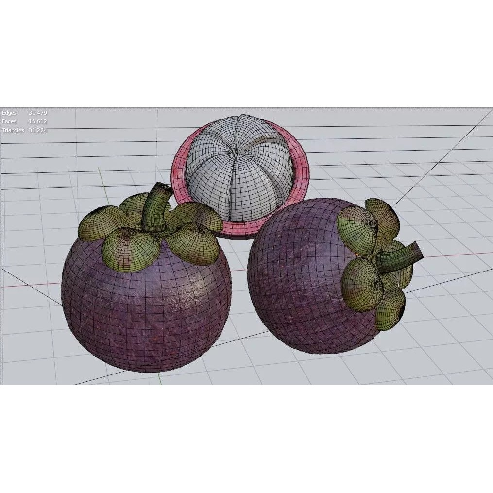 Realistic Mangosteen 3D Model – Low Poly PBR Asset, FBX, OBJ, Blender - View 13