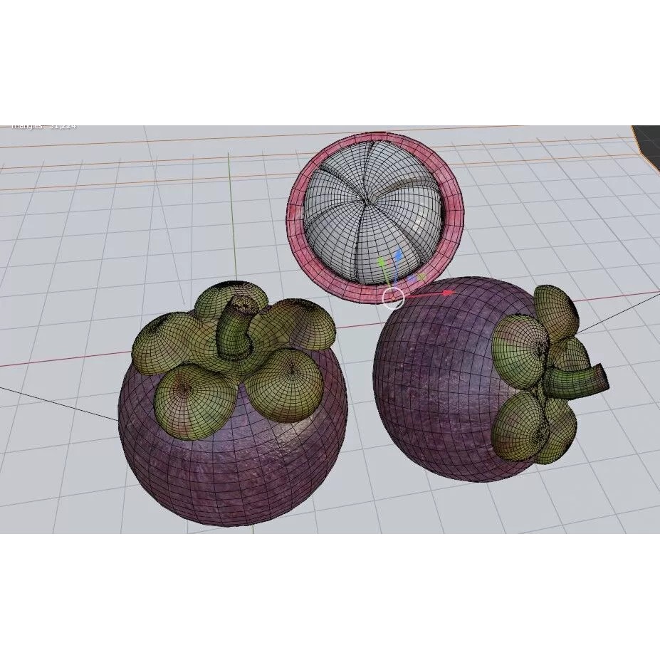 Realistic Mangosteen 3D Model – Low Poly PBR Asset, FBX, OBJ, Blender - View 14