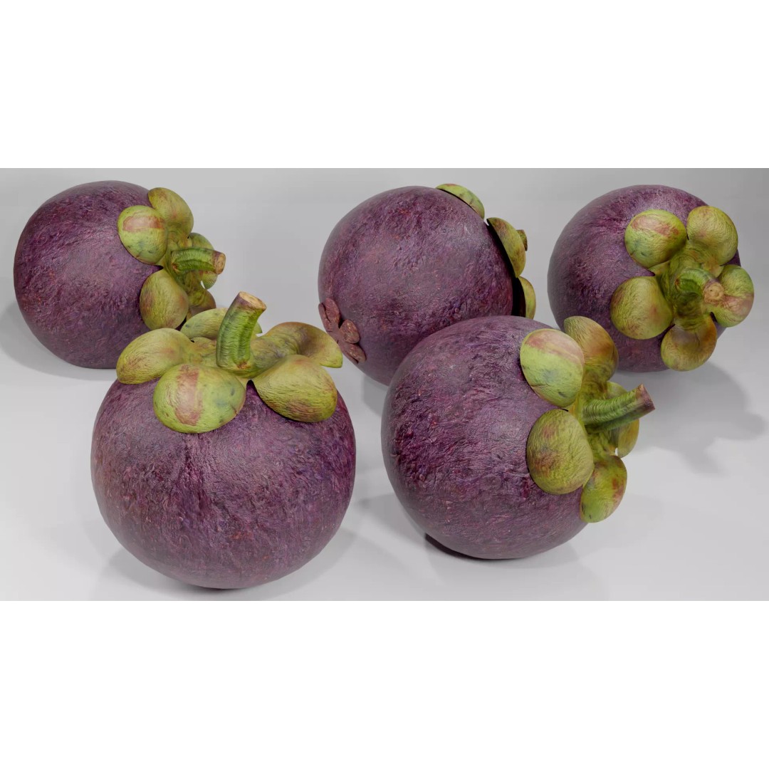 Realistic Mangosteen 3D Model – Low Poly PBR Asset, FBX, OBJ, Blender - View 3