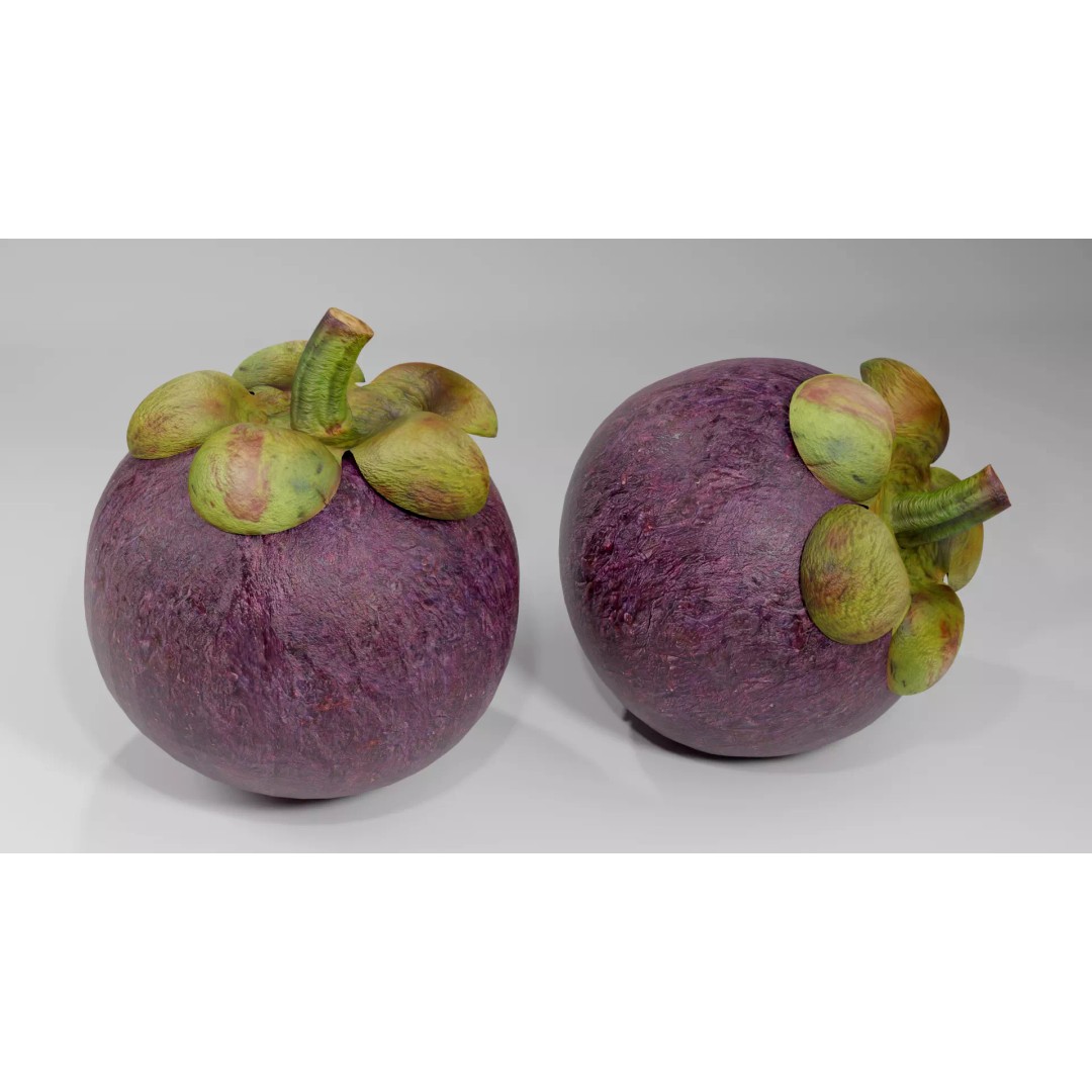 Realistic Mangosteen 3D Model – Low Poly PBR Asset, FBX, OBJ, Blender - View 6