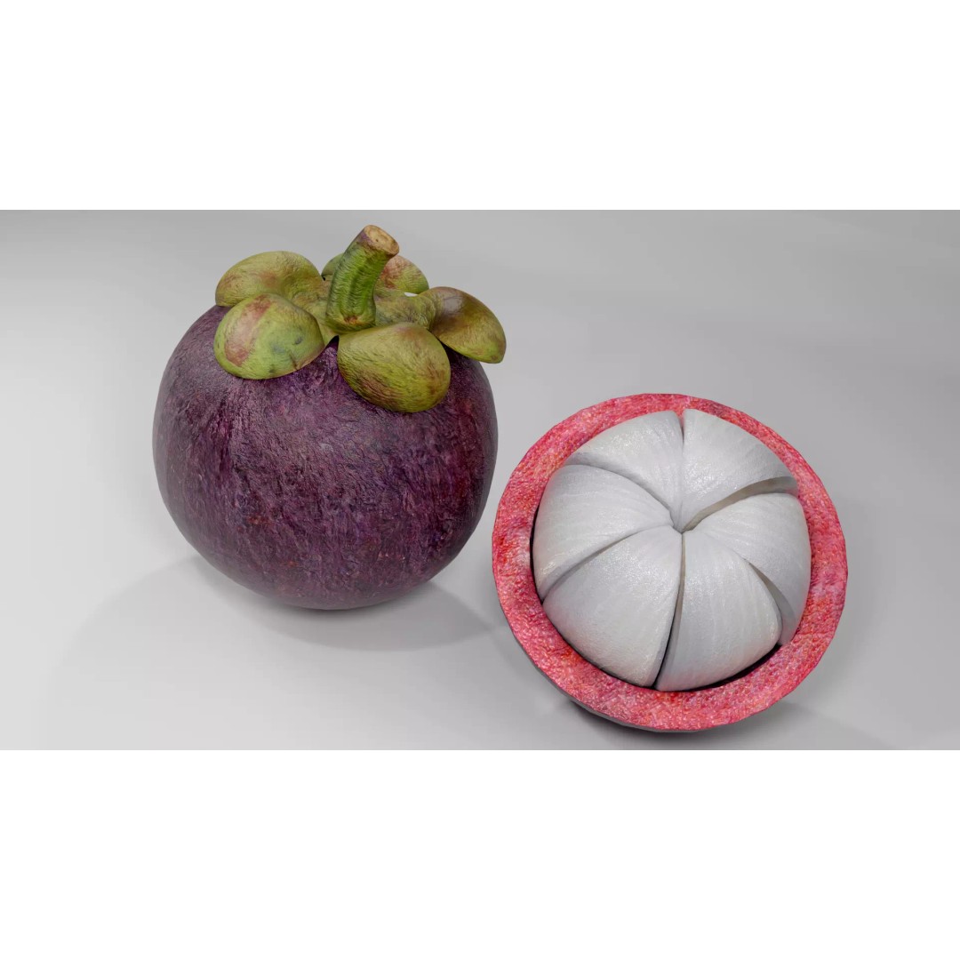 Realistic Mangosteen 3D Model – Low Poly PBR Asset, FBX, OBJ, Blender - View 7