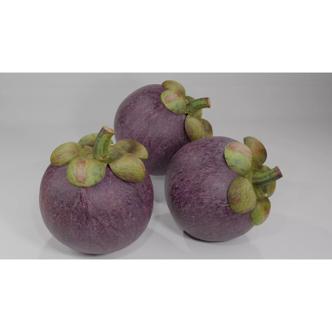 Realistic Mangosteen 3D Model – Low Poly PBR Asset, FBX, OBJ, Blender - View 8