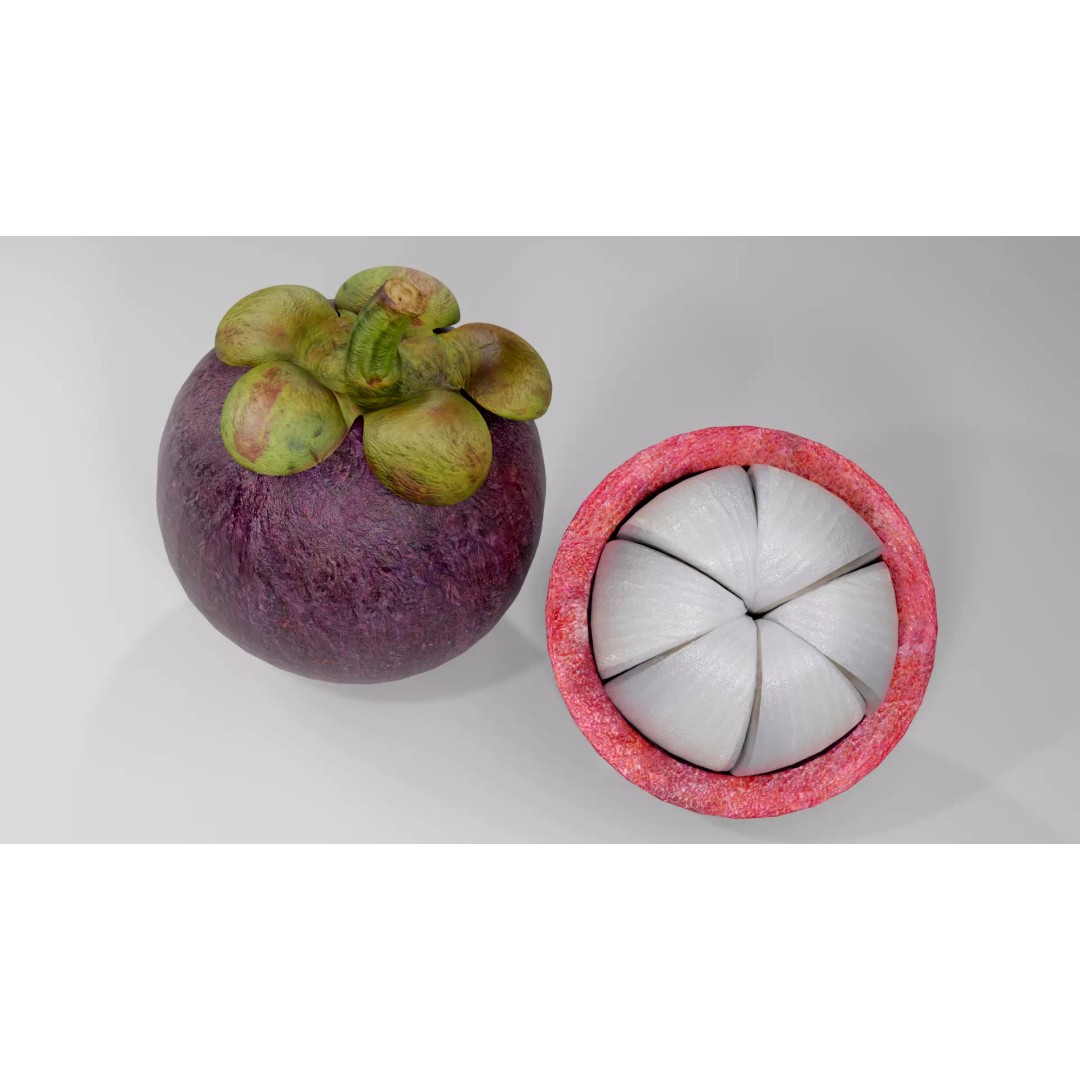 Realistic Mangosteen 3D Model – Low Poly PBR Asset, FBX, OBJ, Blender - View 9