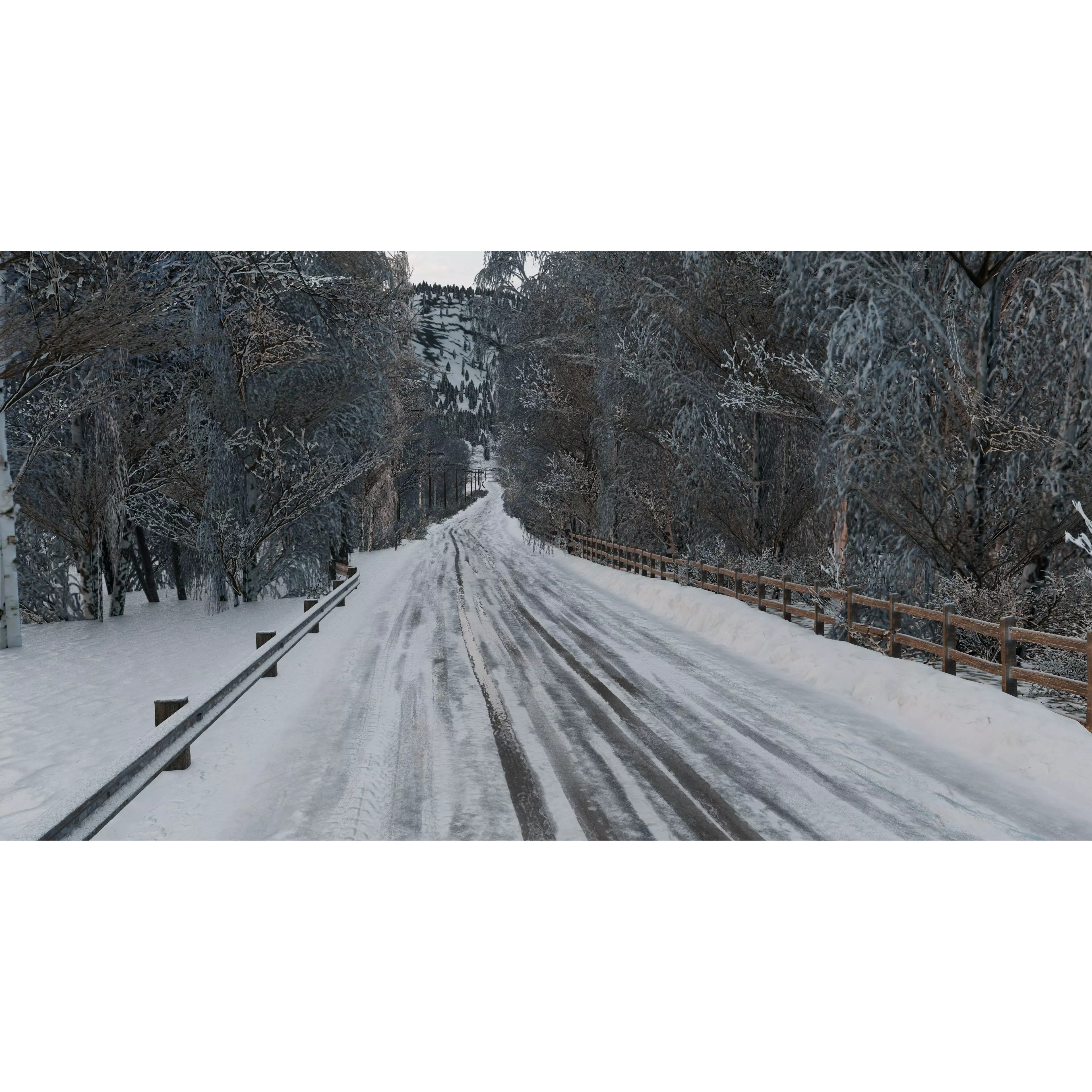 Scenic Winter Countryside Roads - Low-Poly Game-Ready 3D Model - View 10