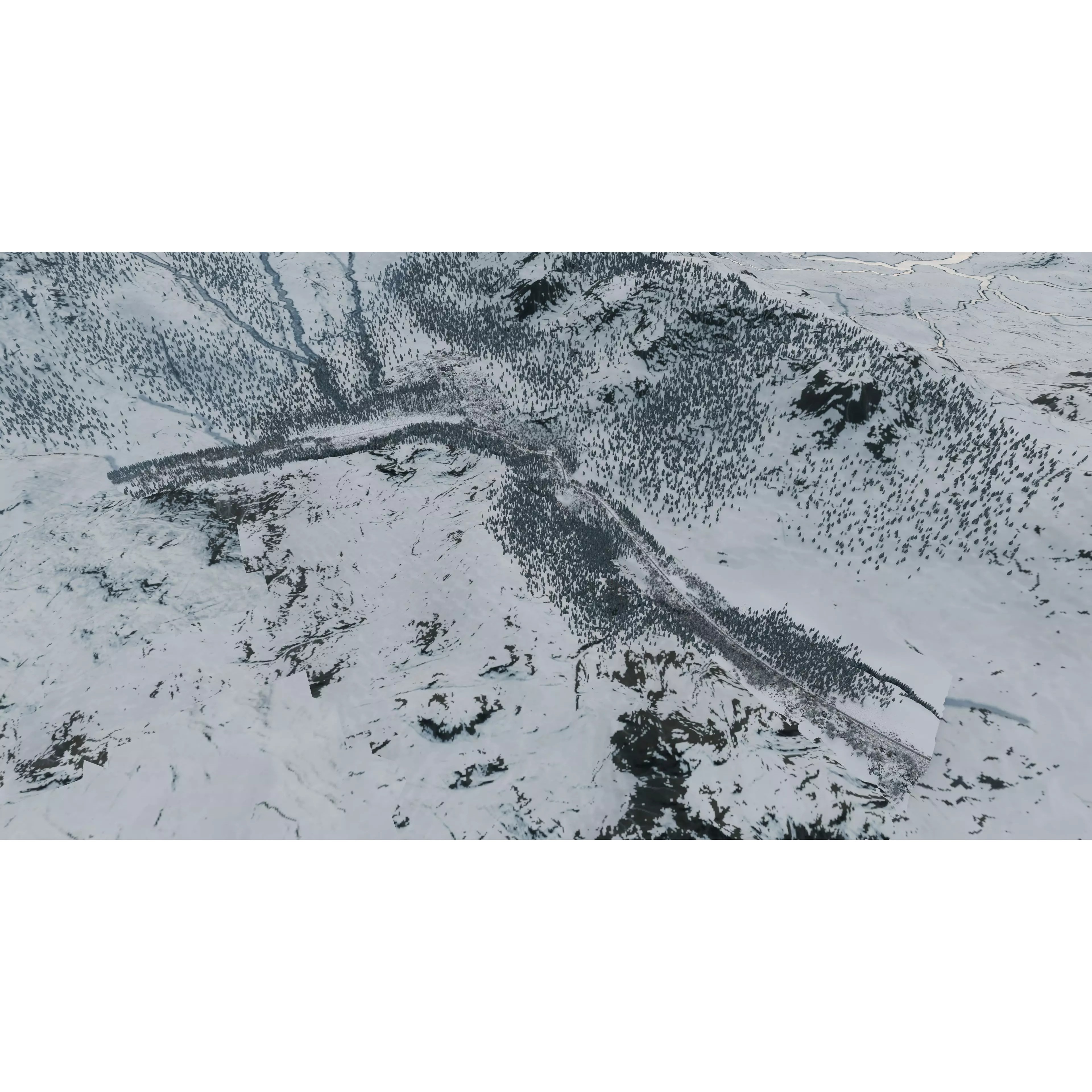 Scenic Winter Countryside Roads - Low-Poly Game-Ready 3D Model - View 14