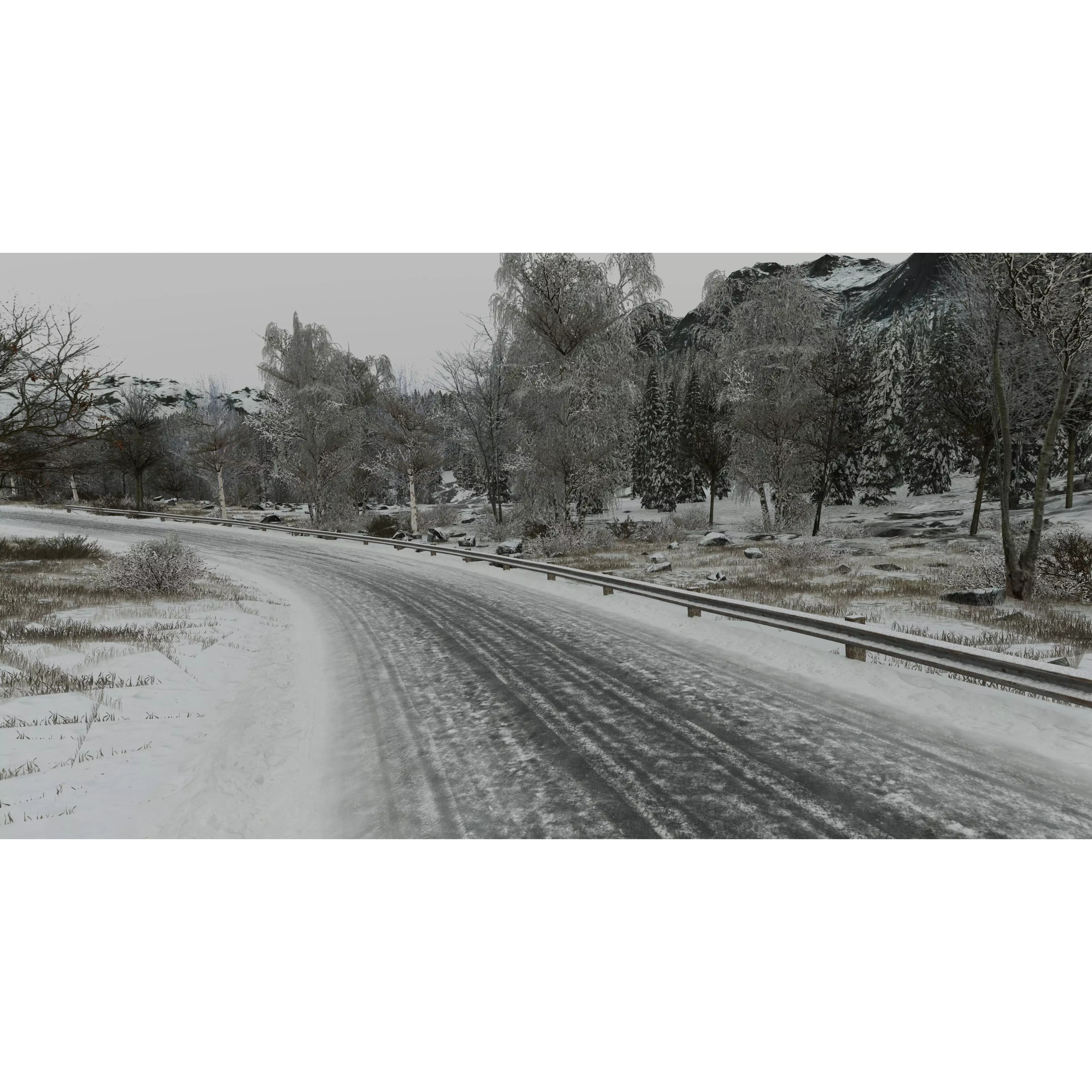 Scenic Winter Countryside Roads - Low-Poly Game-Ready 3D Model - View 18