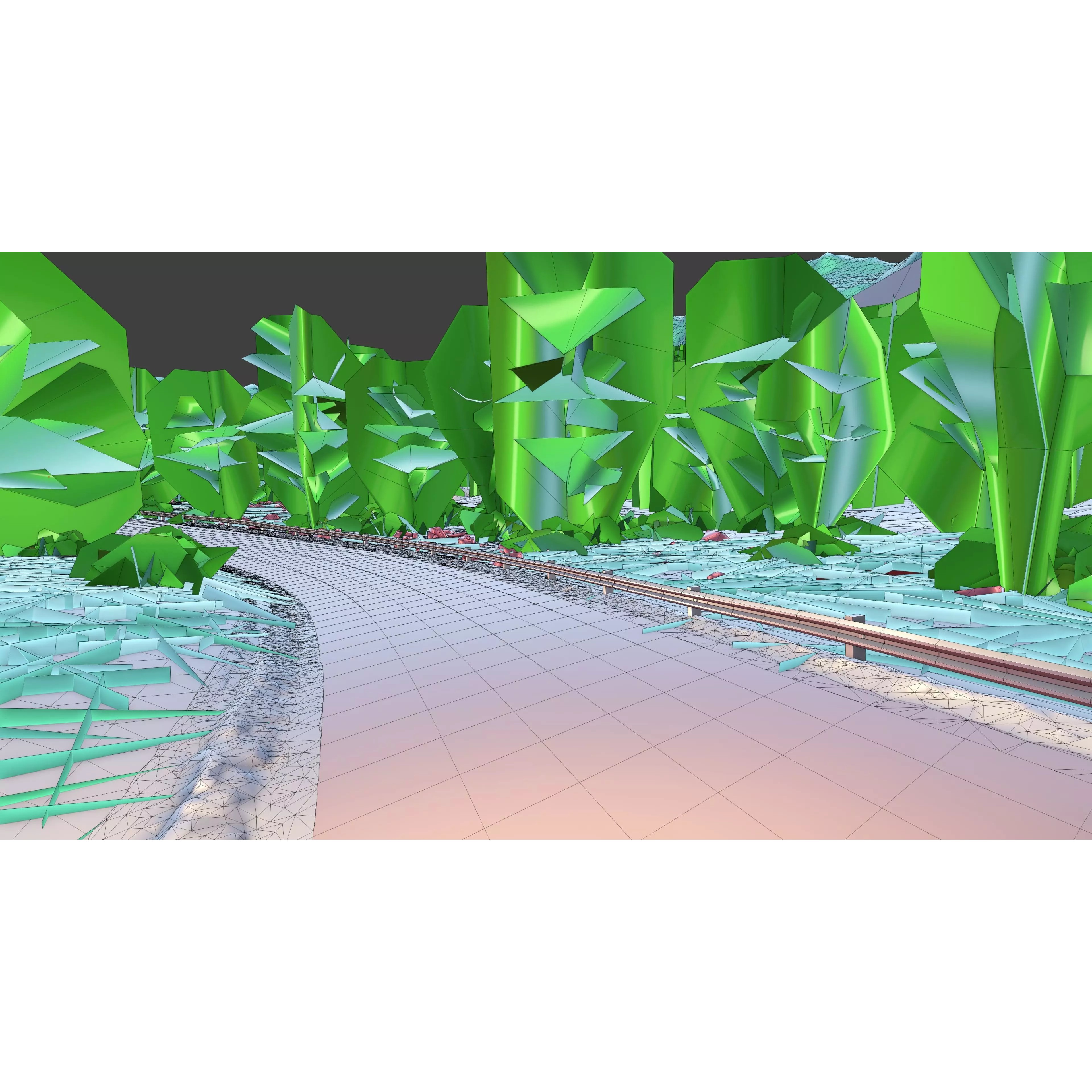 Scenic Winter Countryside Roads - Low-Poly Game-Ready 3D Model - View 19