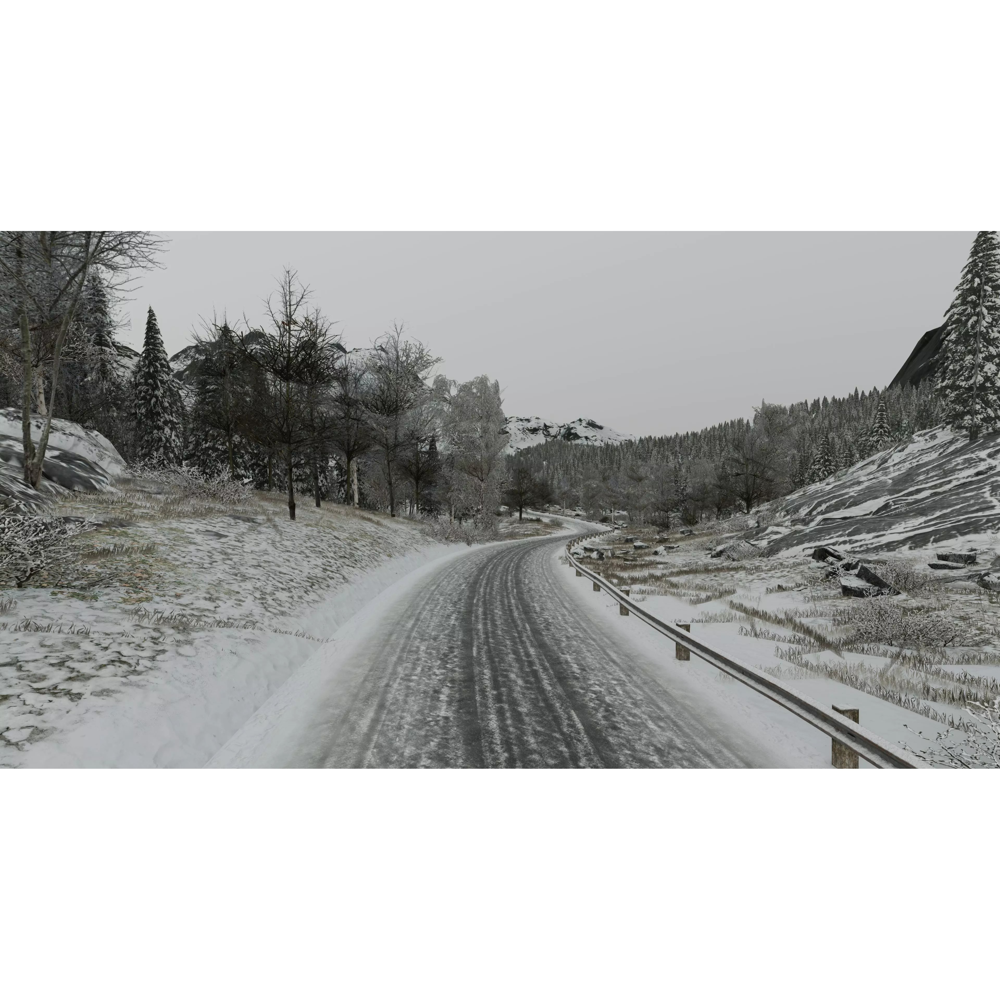 Scenic Winter Countryside Roads - Low-Poly Game-Ready 3D Model - View 20
