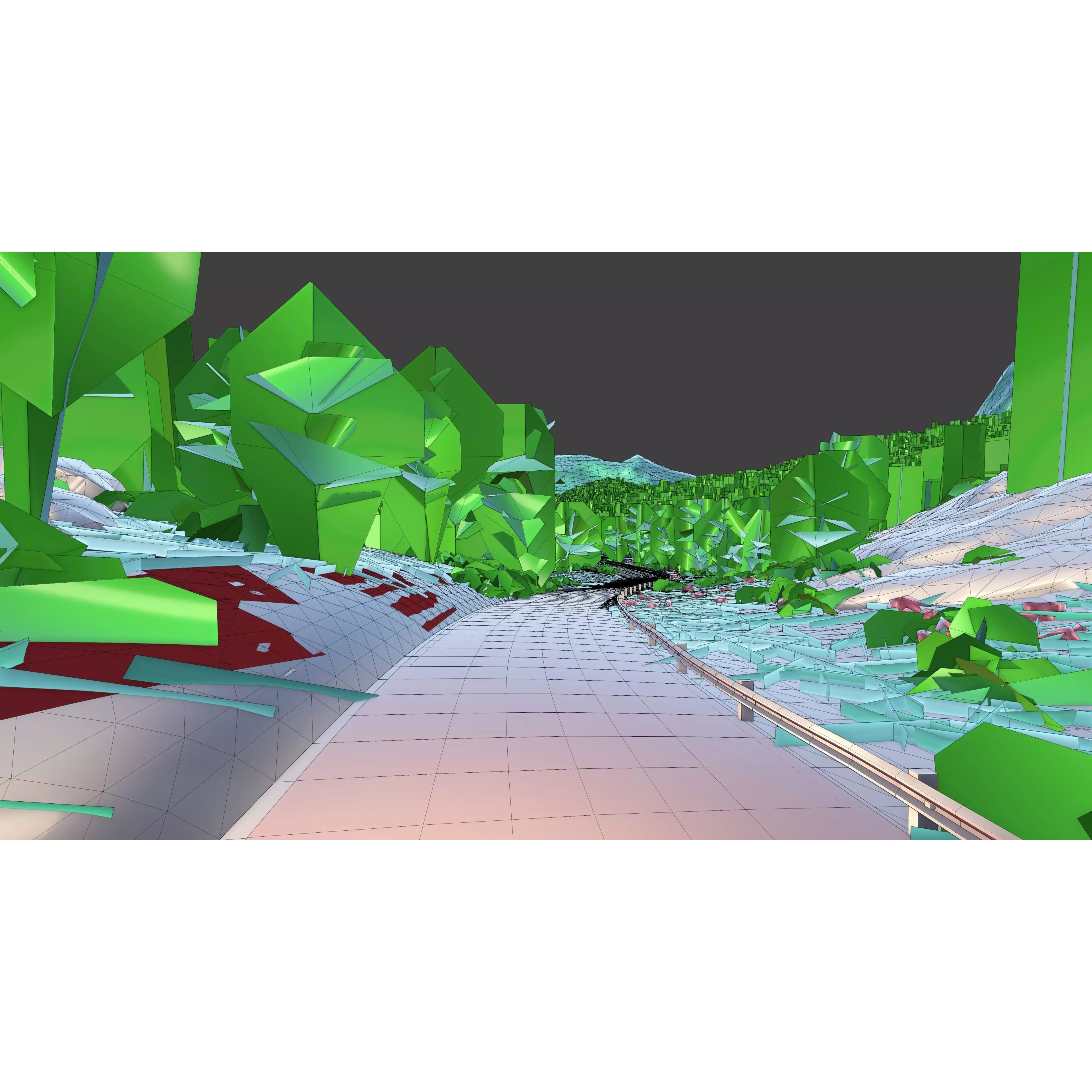Scenic Winter Countryside Roads - Low-Poly Game-Ready 3D Model - View 21