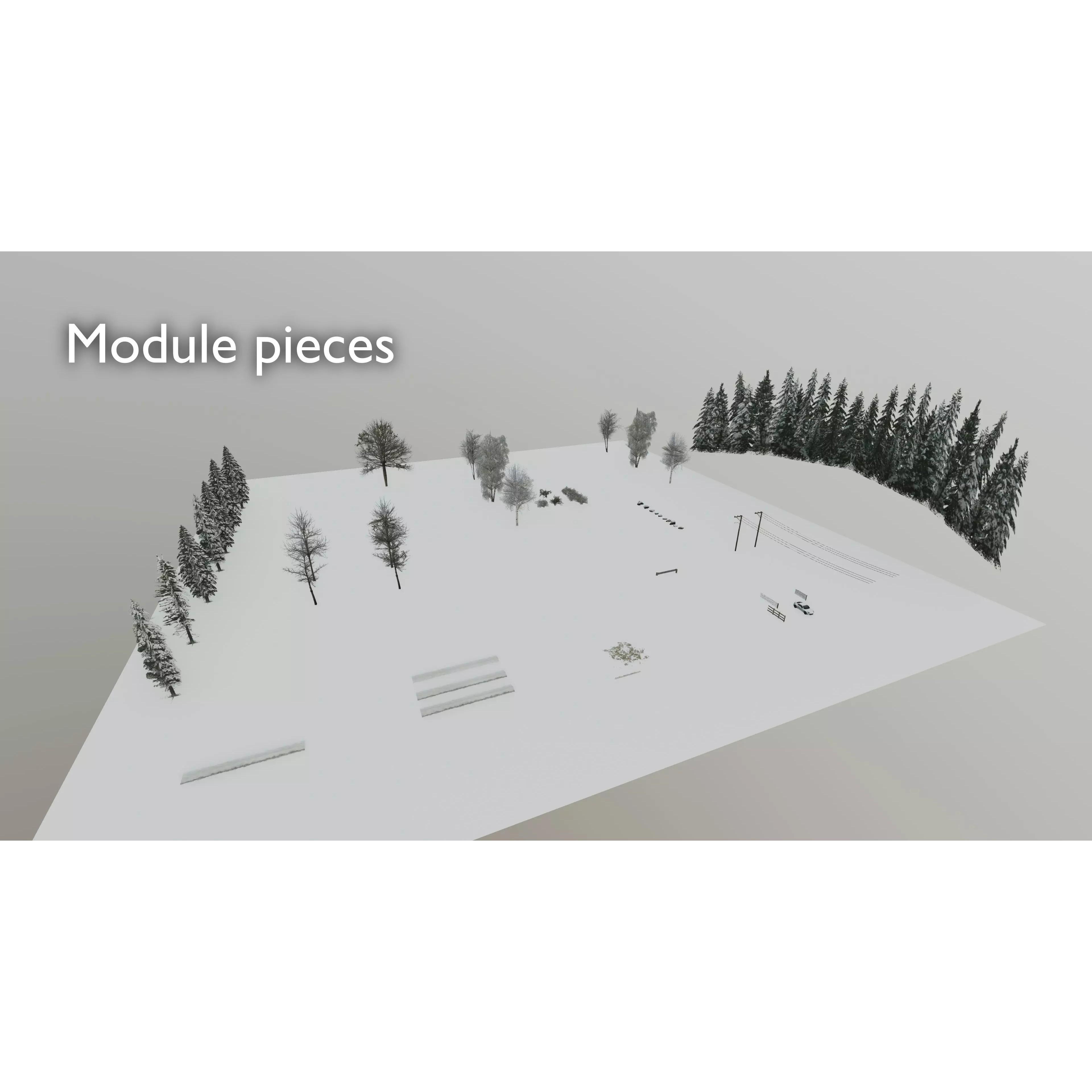 Scenic Winter Countryside Roads - Low-Poly Game-Ready 3D Model - View 22
