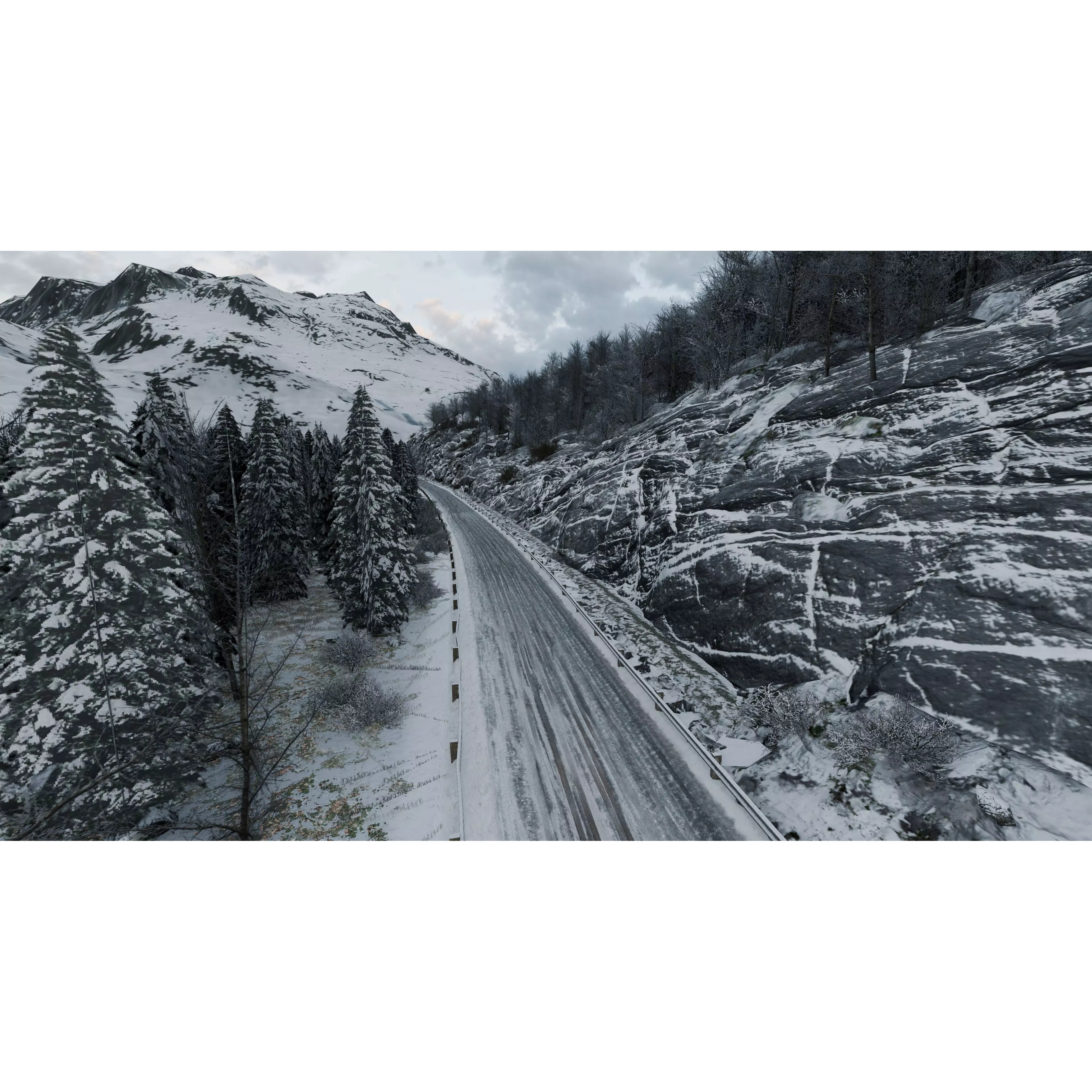 Scenic Winter Countryside Roads - Low-Poly Game-Ready 3D Model - View 4