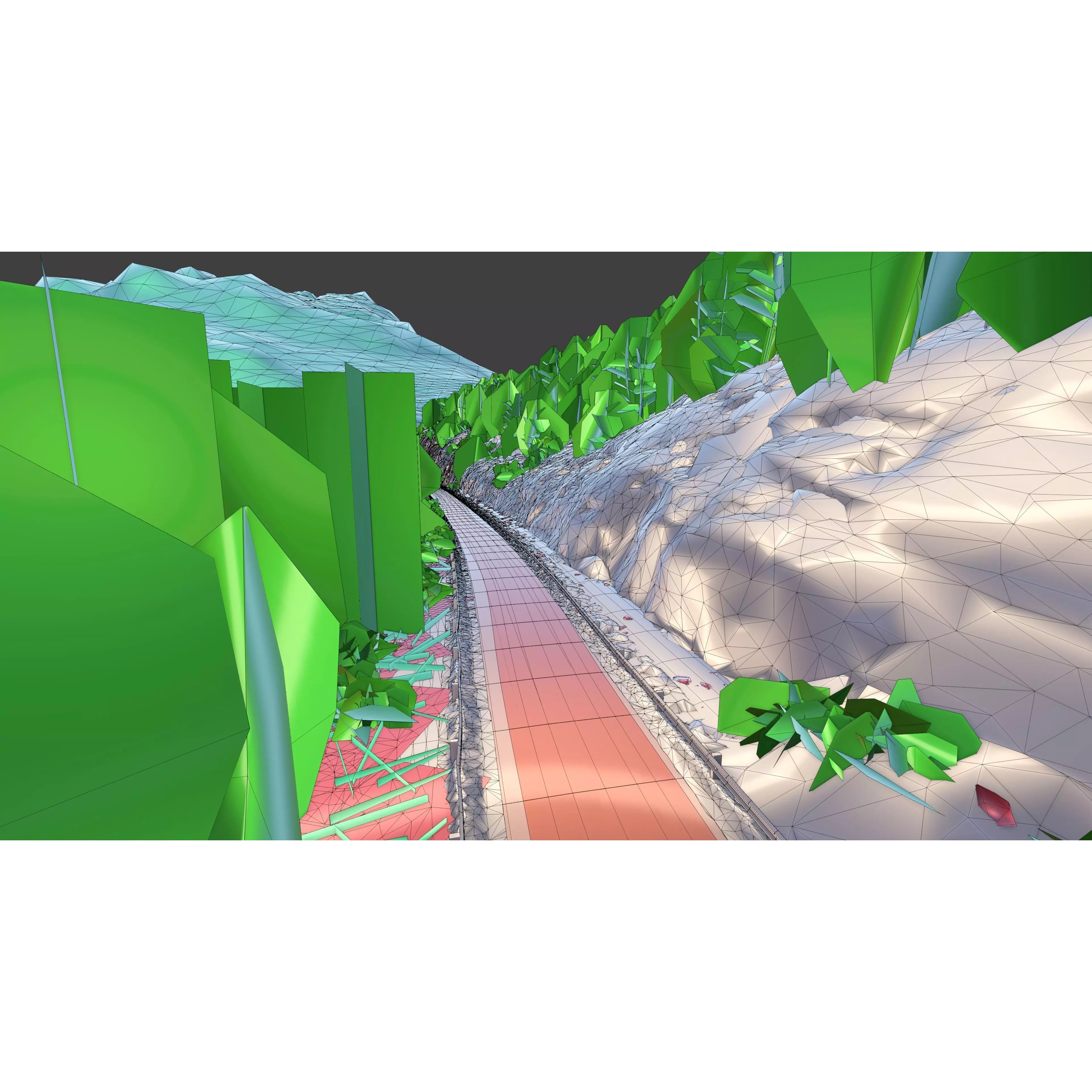 Scenic Winter Countryside Roads - Low-Poly Game-Ready 3D Model - View 5