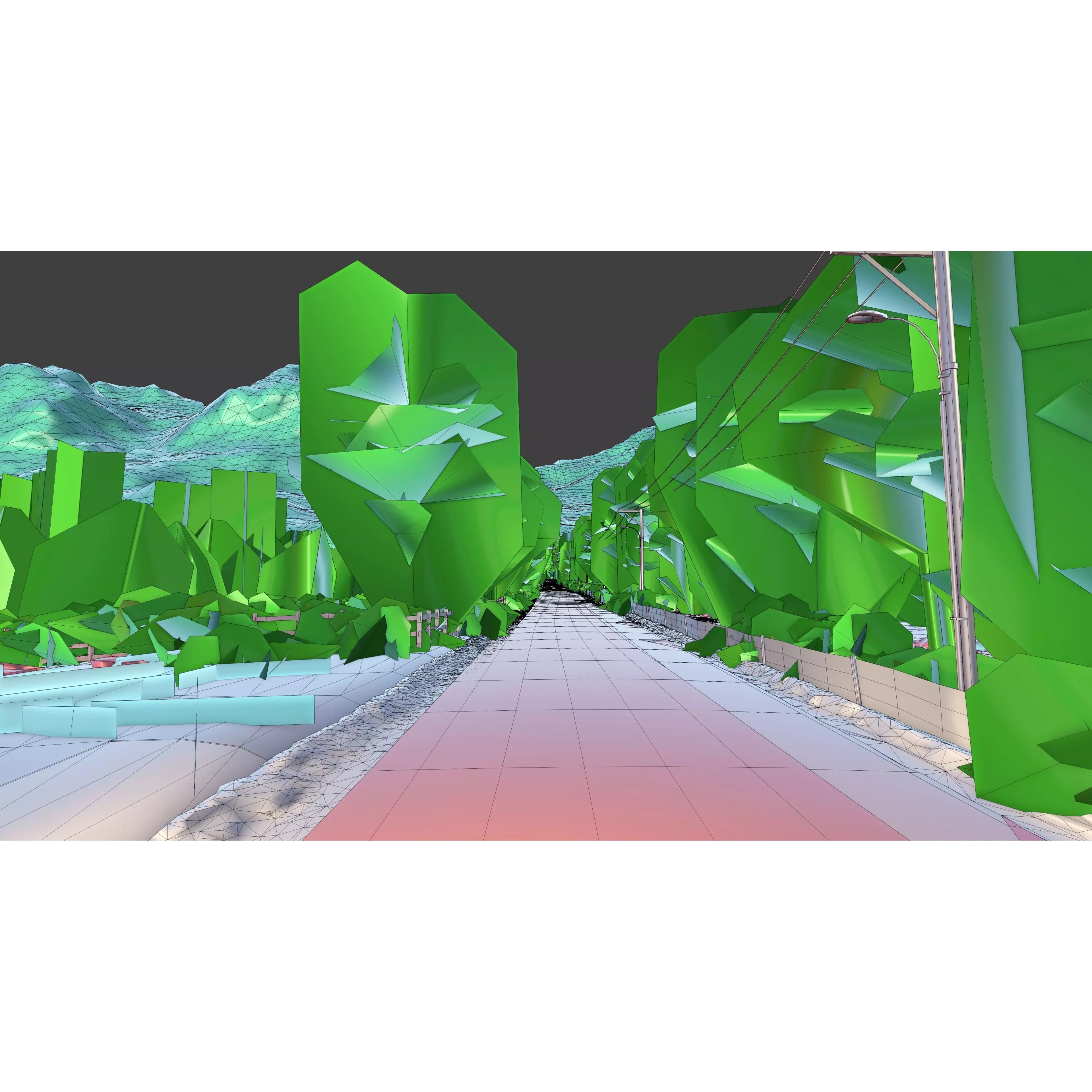 Scenic Winter Countryside Roads - Low-Poly Game-Ready 3D Model - View 9
