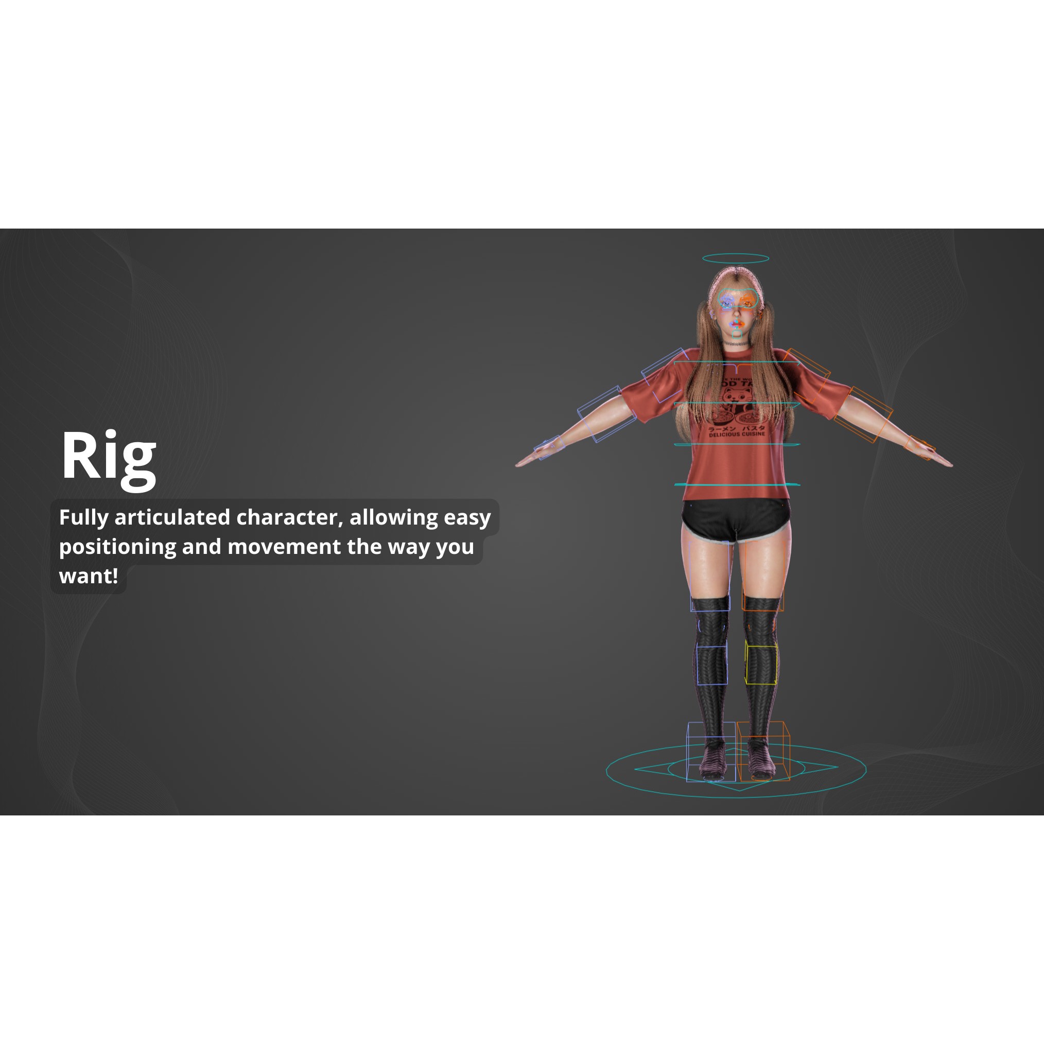 Gamer Girl - Low-Poly Game-Ready 3D Model - View 10