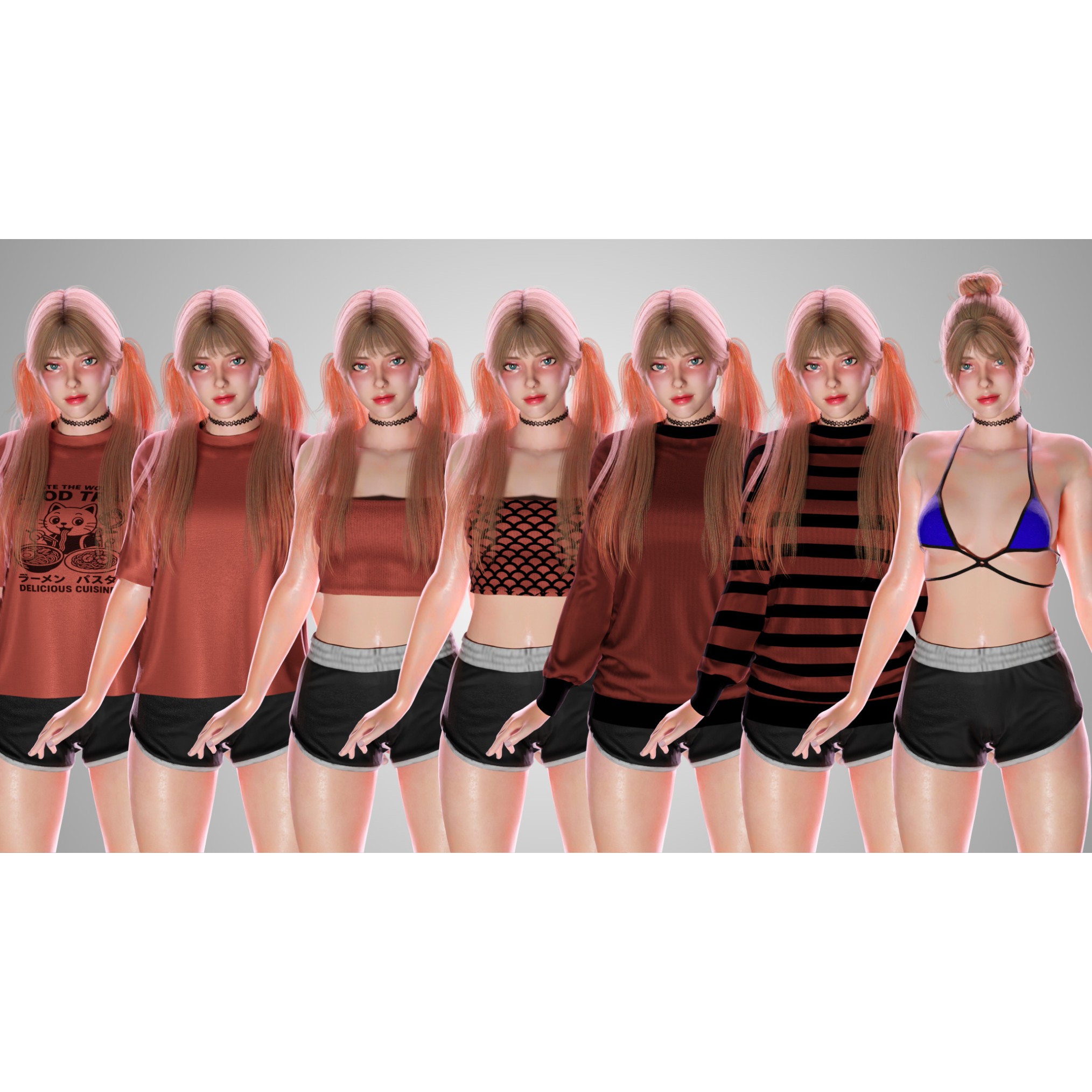 Gamer Girl - Low-Poly Game-Ready 3D Model - View 12