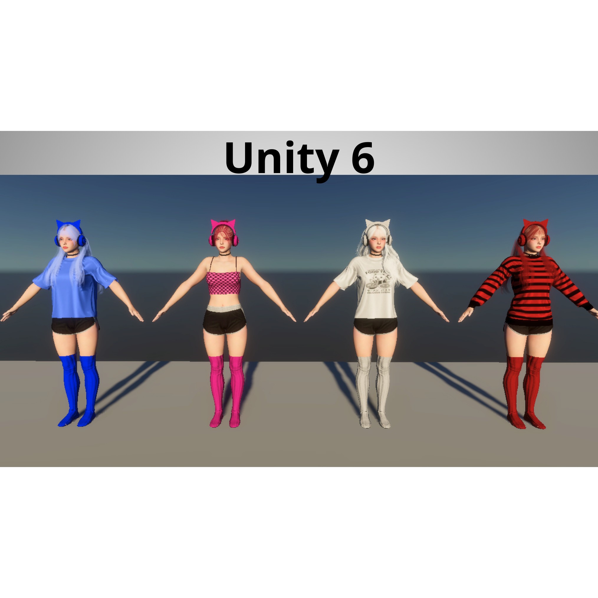 Gamer Girl - Low-Poly Game-Ready 3D Model - View 19
