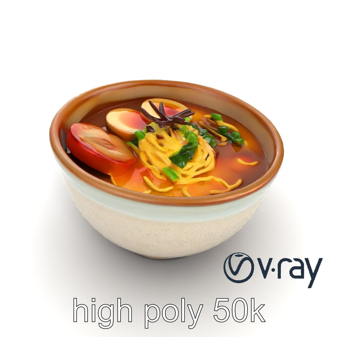 Traditional Ramen Bowl 3D Model – Low Poly Culinary Asset, FBX - View 23