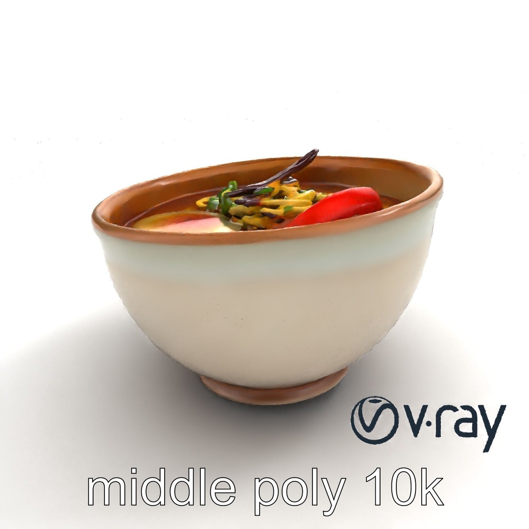Traditional Ramen Bowl 3D Model – Low Poly Culinary Asset, FBX - View 9
