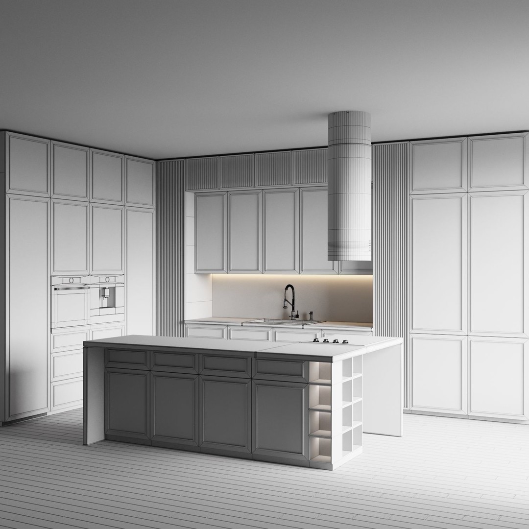 Modern Kitchen 3D Model – High Poly Interior Design, FBX, OBJ