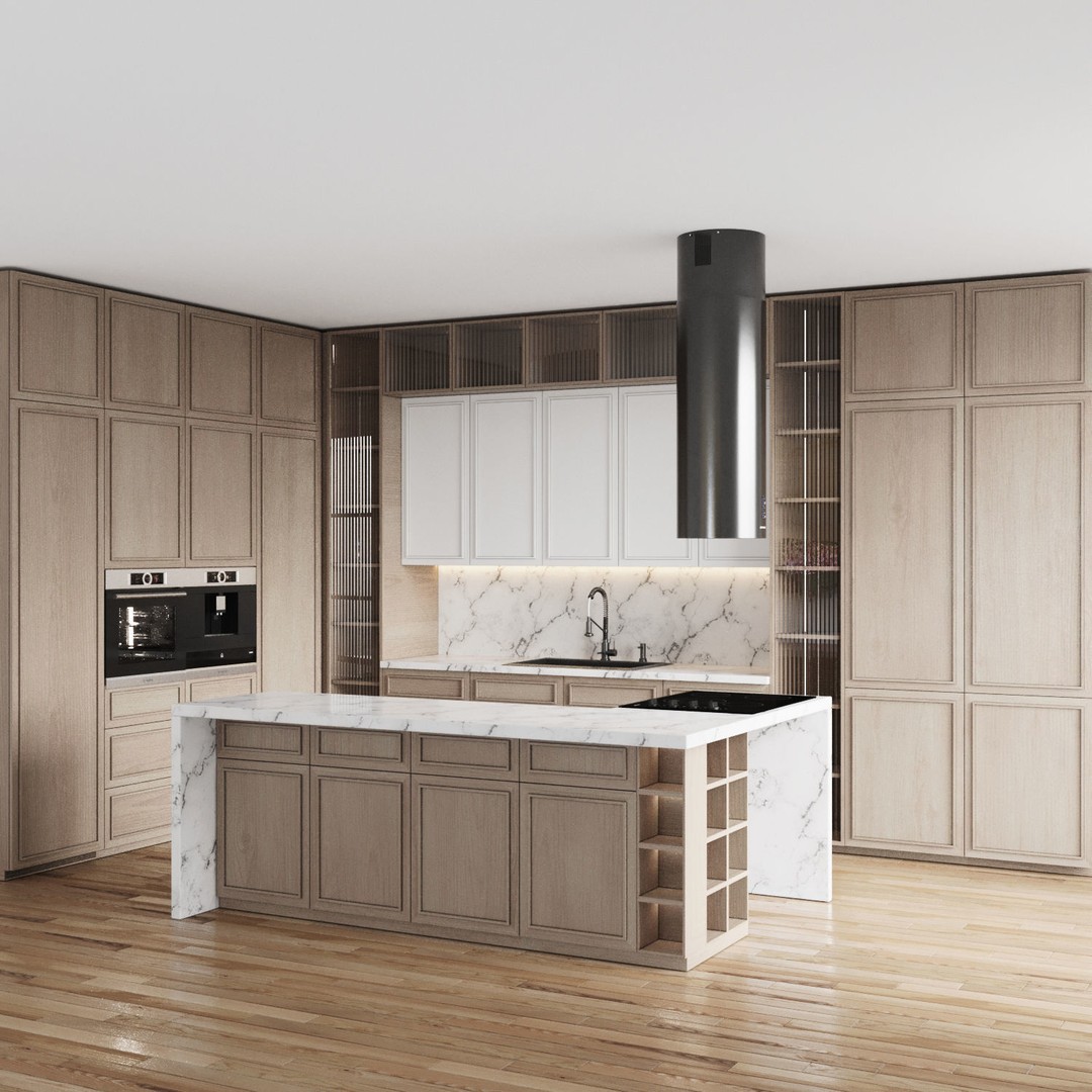 Modern Kitchen 3D Model – High Poly Interior Design, FBX, OBJ - View 3