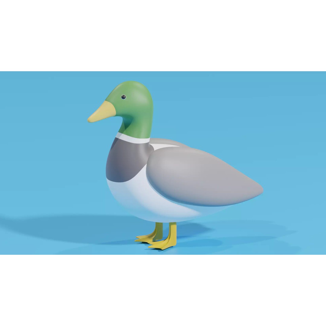 Cartoon Duck 3D Model – Low Poly Cute Character for Games, FBX, Blender - View 2