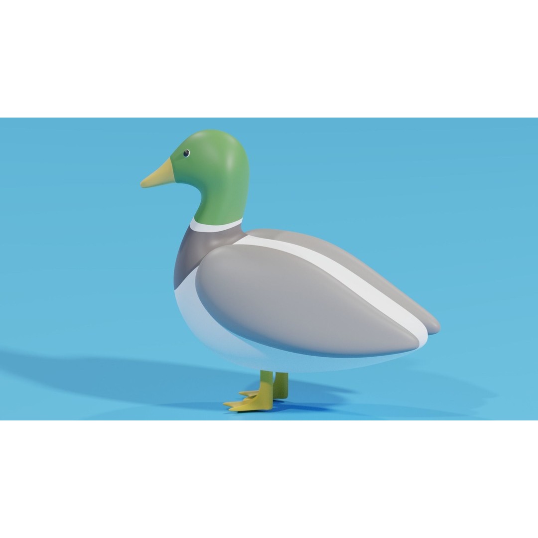 Cartoon Duck 3D Model – Low Poly Cute Character for Games, FBX, Blender - View 4