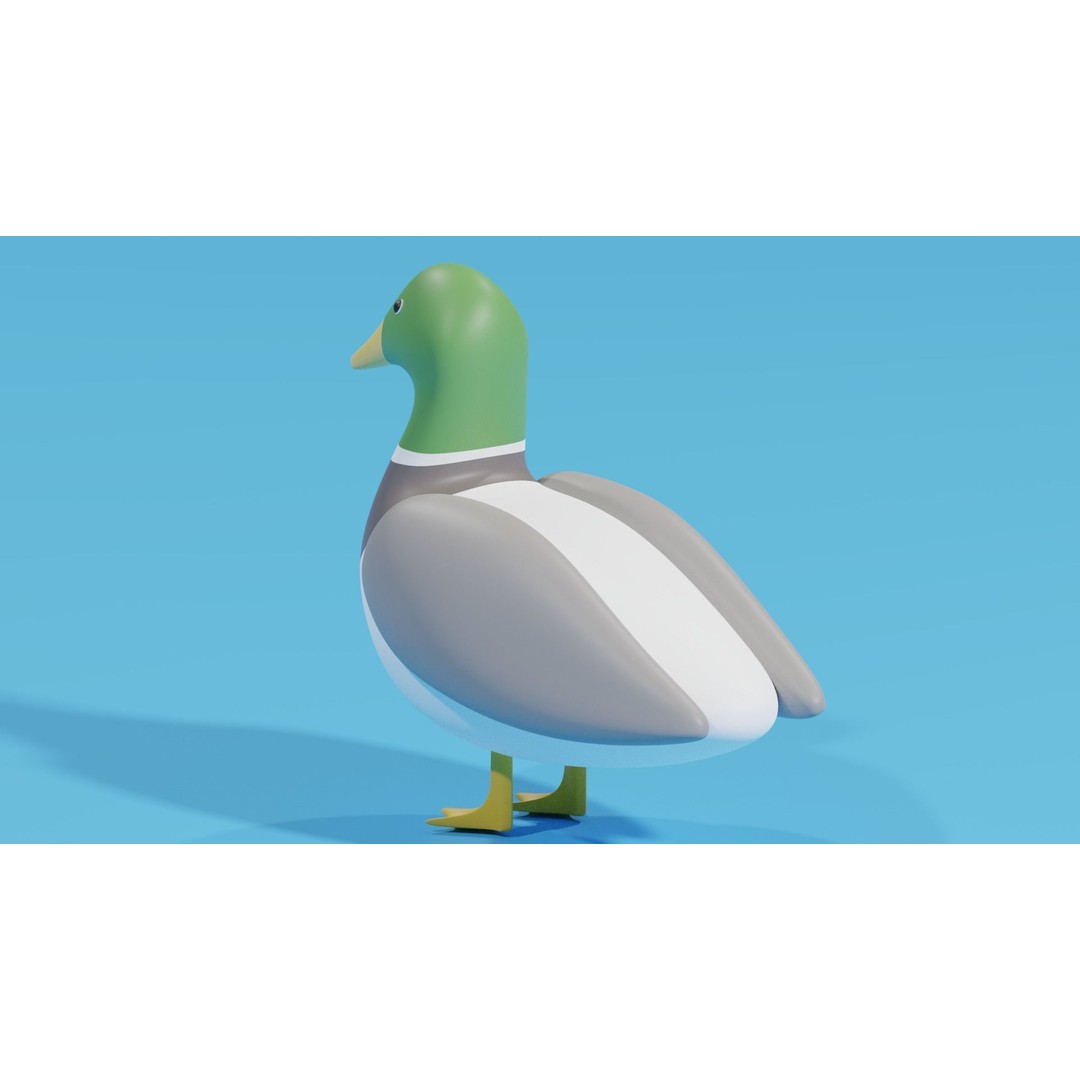 Cartoon Duck 3D Model – Low Poly Cute Character for Games, FBX, Blender - View 5