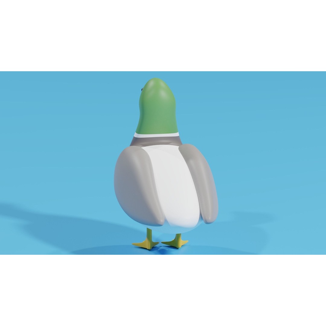 Cartoon Duck 3D Model – Low Poly Cute Character for Games, FBX, Blender - View 6