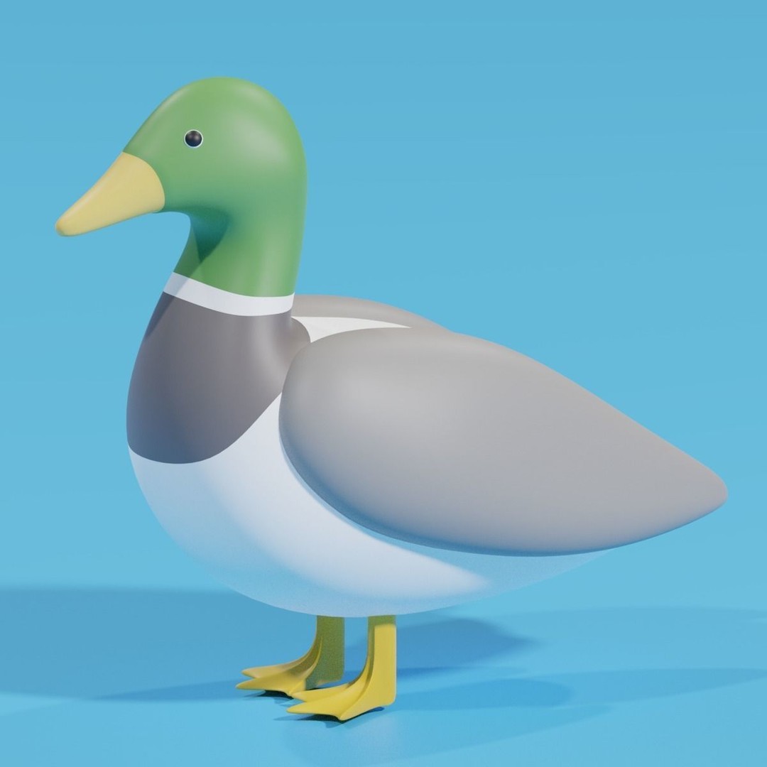 Cartoon Duck 3D Model – Low Poly Cute Character for Games, FBX, Blender - View 7