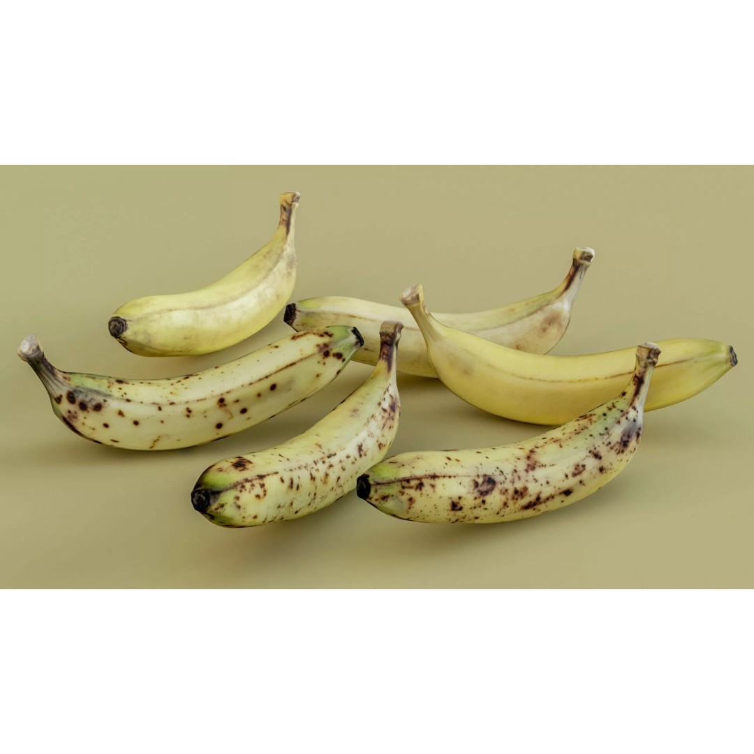 Realistic Banana 3D Model – Low Poly Game Asset, FBX & OBJ Formats - View 2