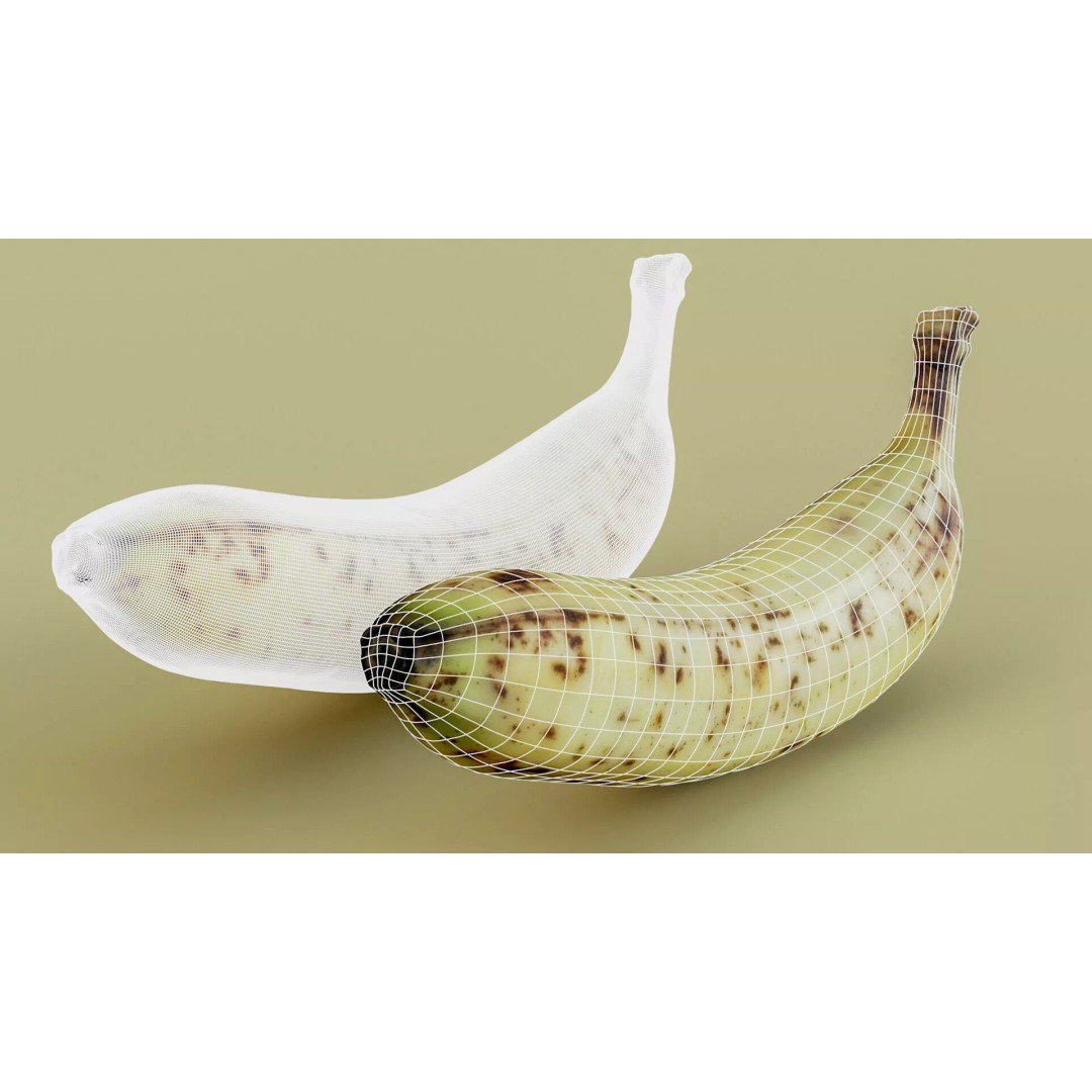 Realistic Banana 3D Model – Low Poly Game Asset, FBX & OBJ Formats - View 3