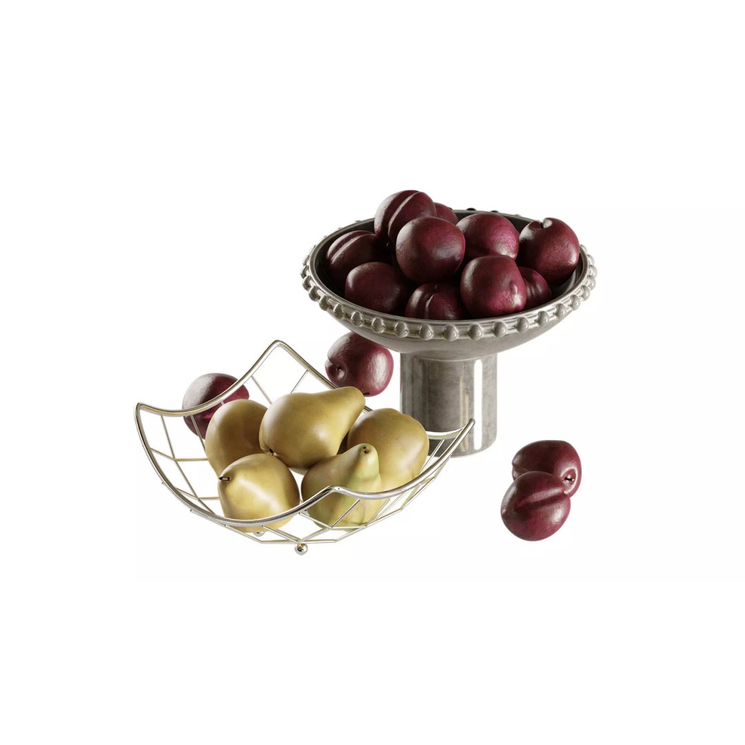 Pears and Plums 3D Model – Realistic Fruit Set, FBX, PBR Textures - View 2