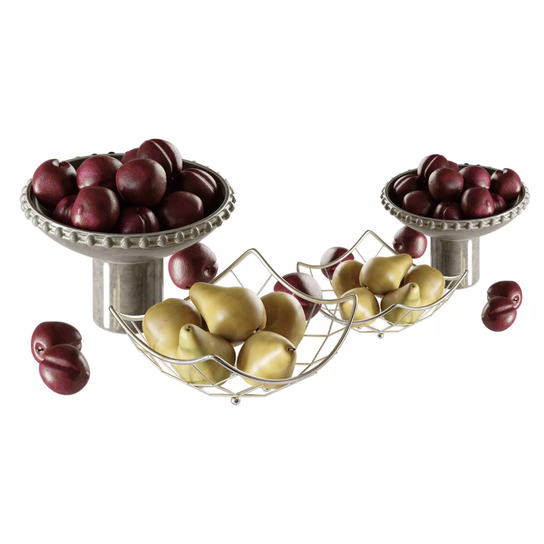 Pears and Plums 3D Model – Realistic Fruit Set, FBX, PBR Textures - View 5